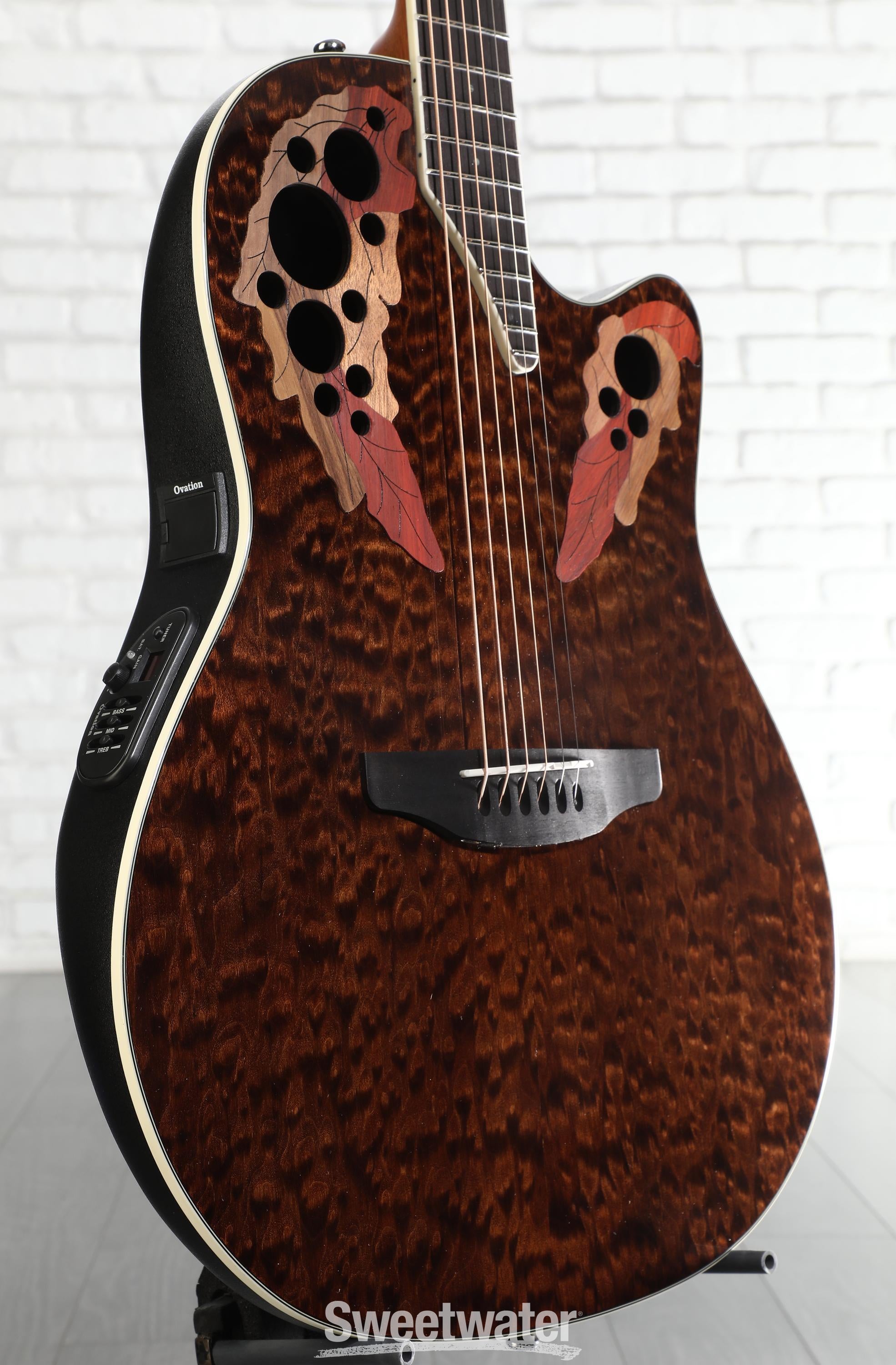 Photo of Ovation Celebrity Elite CE48P-TGE Super Shallow Acoustic-Electric Guitar - Tiger Eye