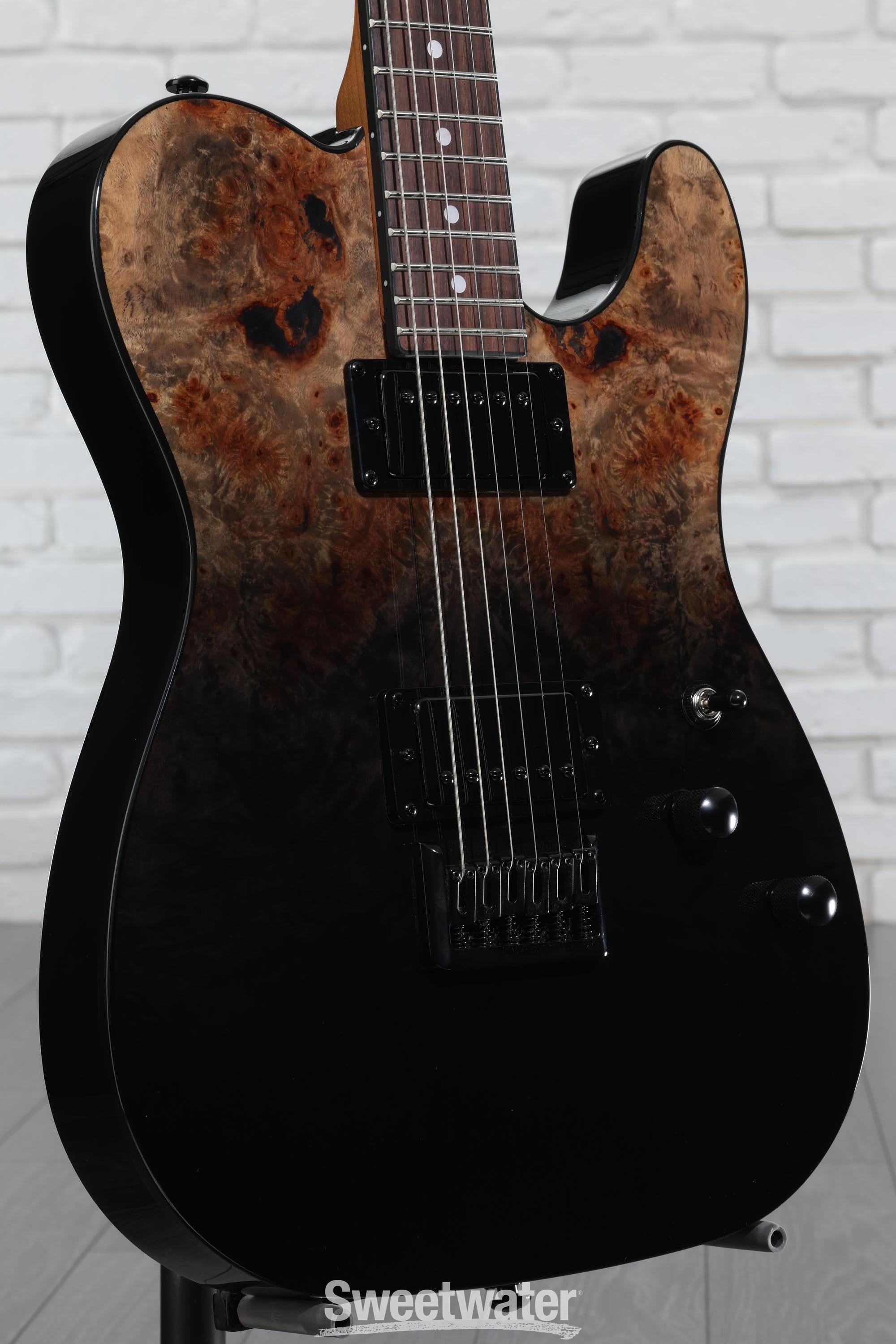 Schecter PT Standard Electric Guitar - Black Fade Burst Burl
