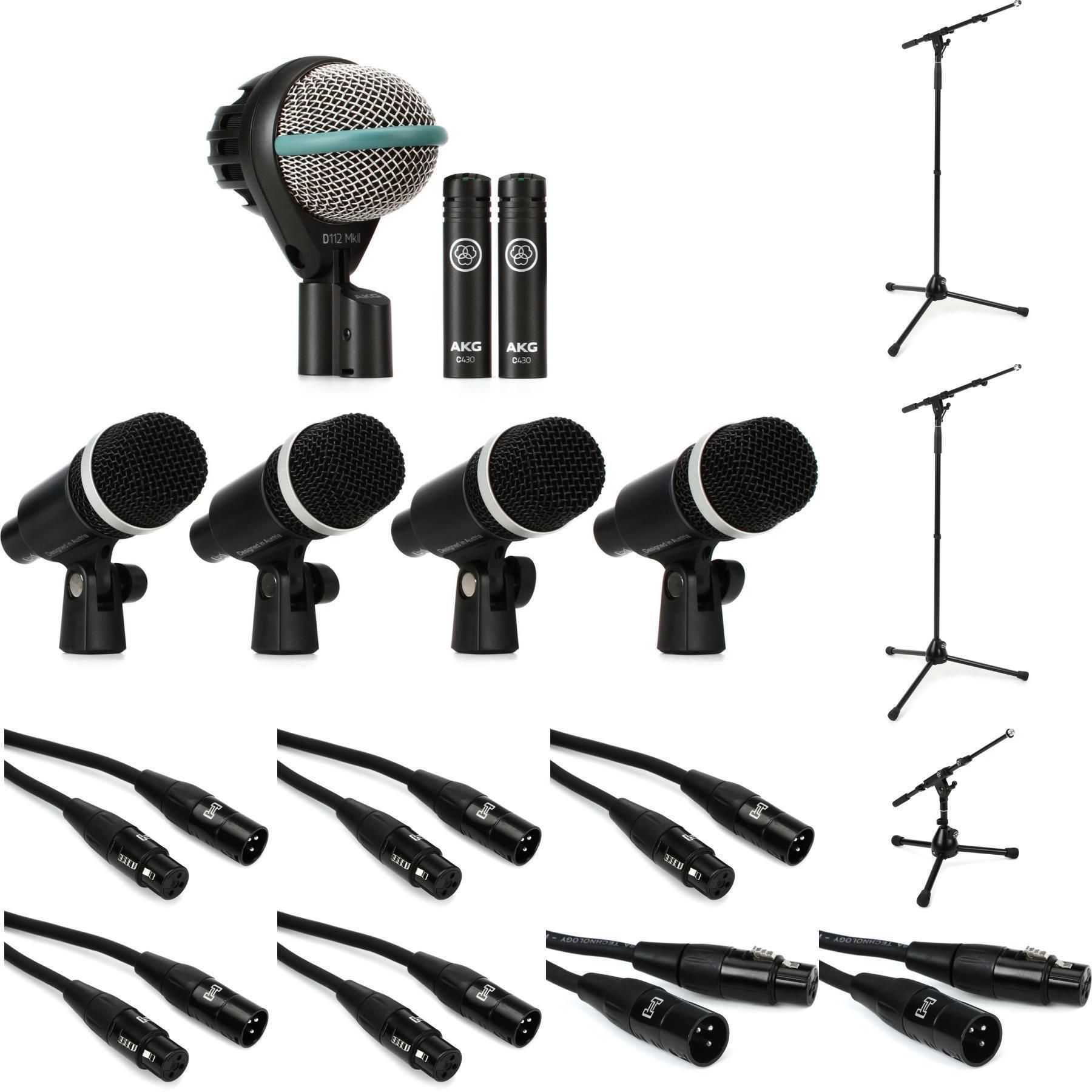 AKG Drum Set Concert 1 Microphone Set with Stands and Cables Sweetwater