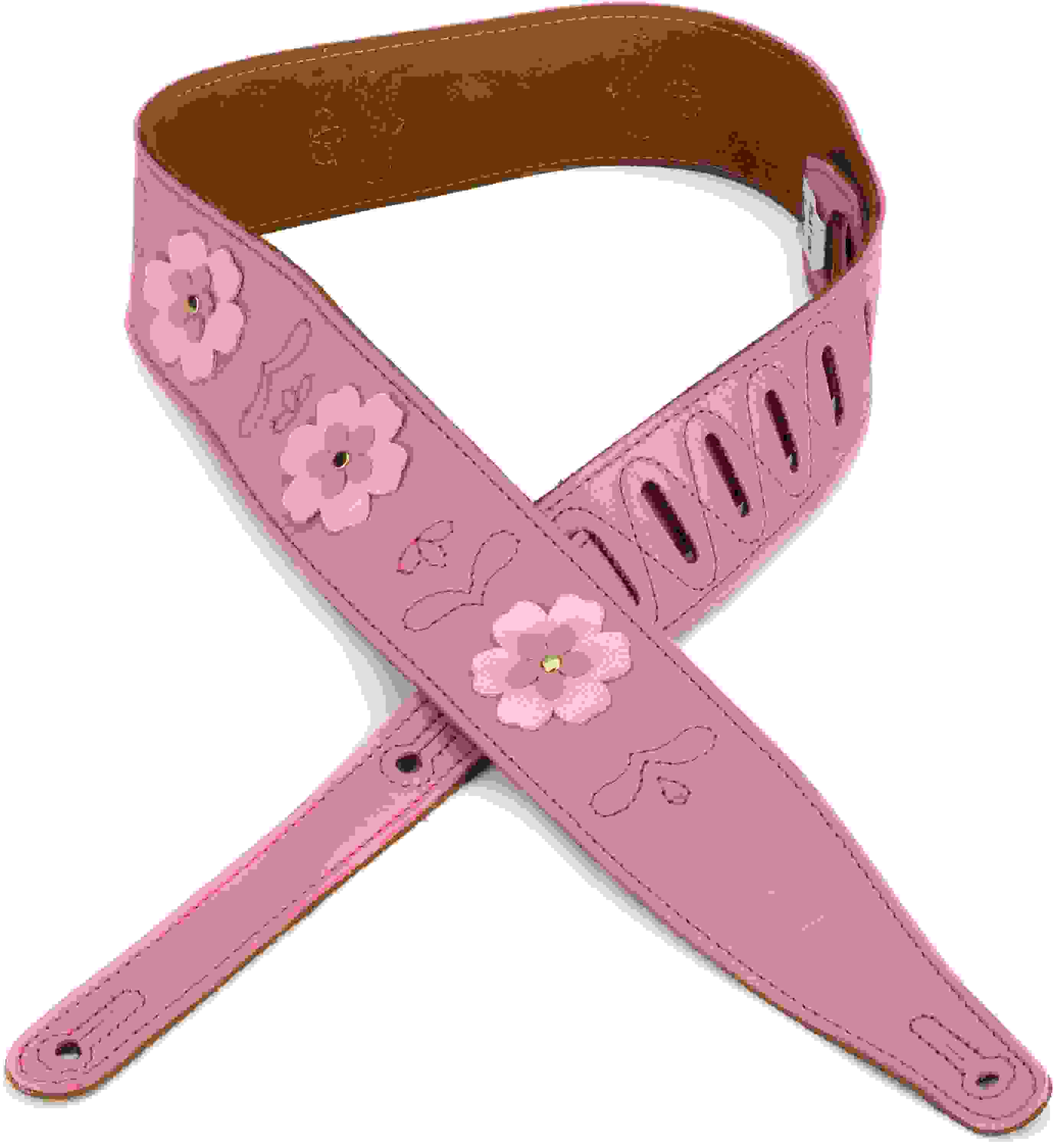 Levy's In Bloom Leather Guitar Strap - Primrose Pink