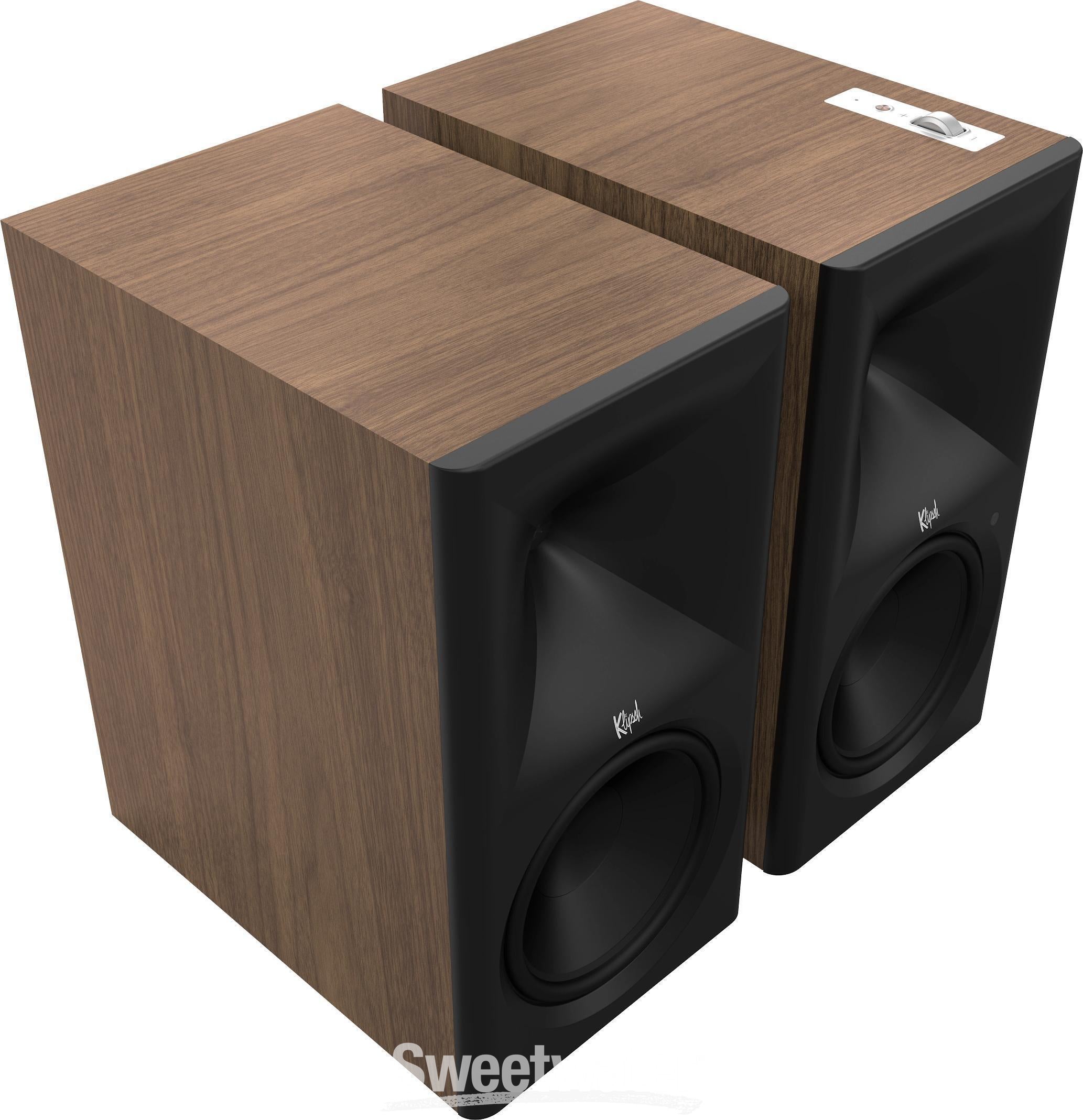 Klipsch The Nines II Powered Bookshelf Speakers - Walnut | Sweetwater