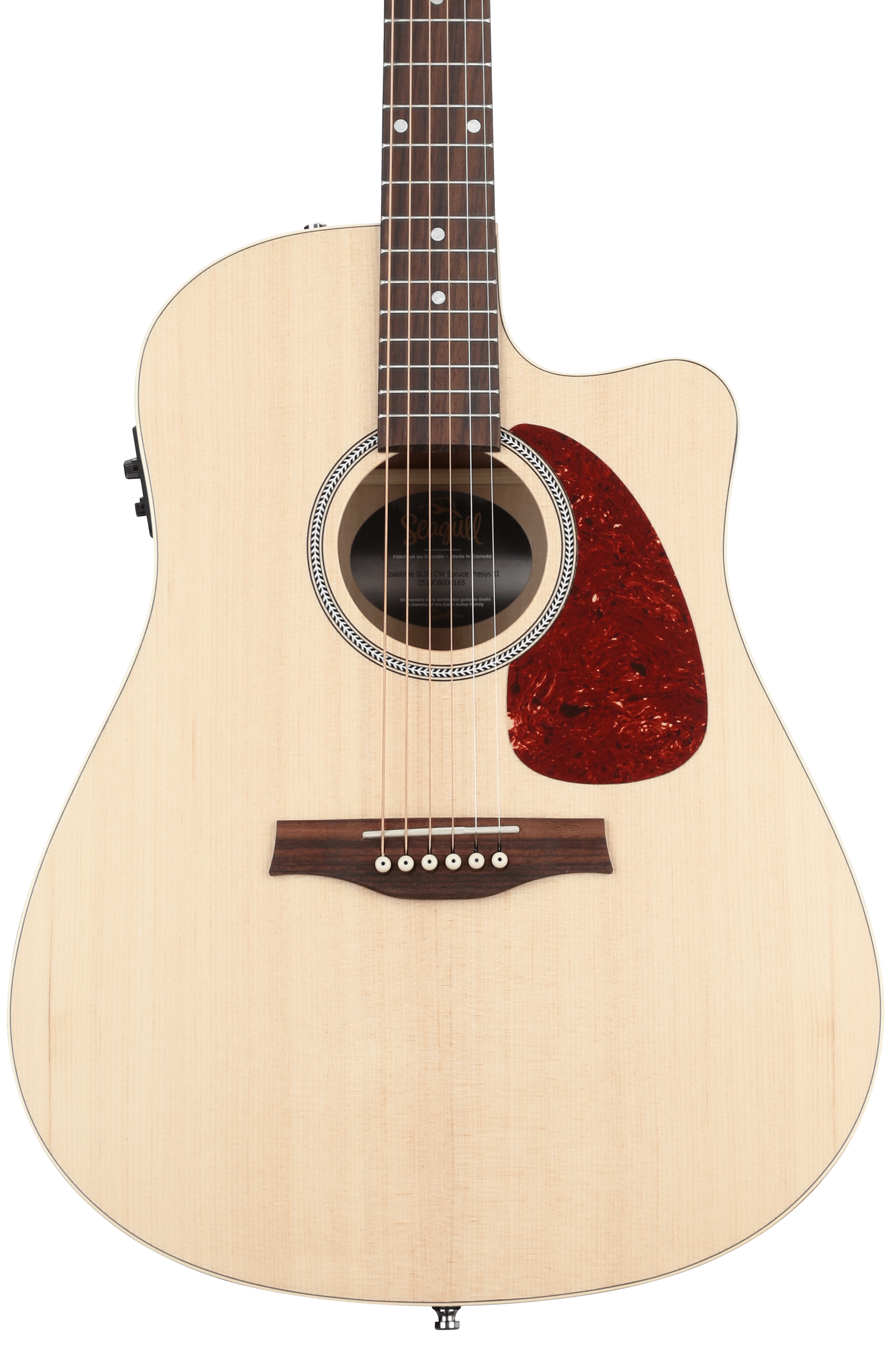 Seagull Guitars Coastline S6 Slim Cutaway Spruce Presys II  Acoustic-electric Guitar - Natural