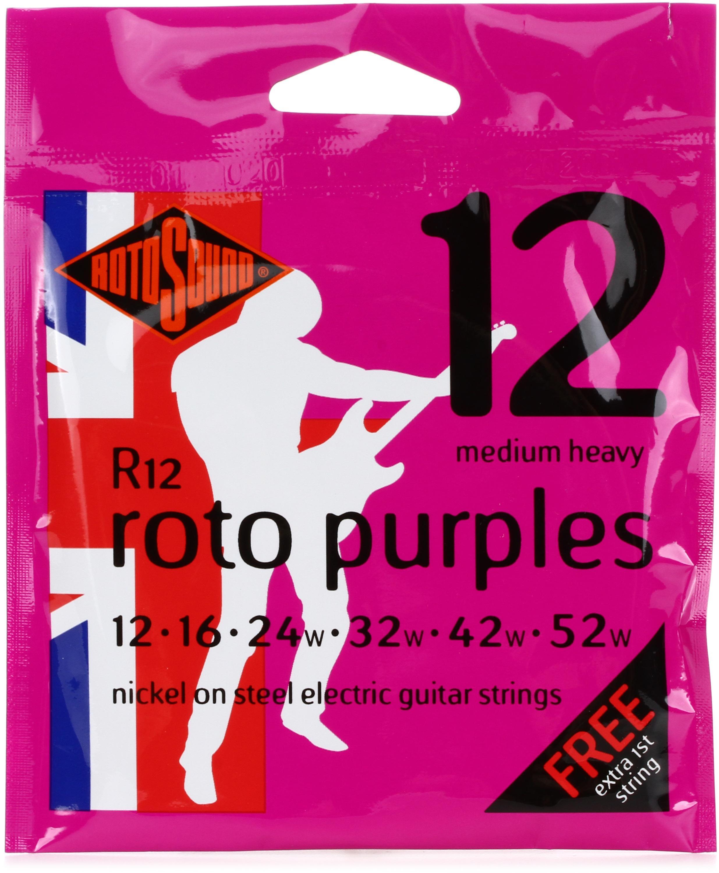 Rotosound R12 Roto Purples Nickel On Steel Electric Guitar Strings -  .012-.052 Medium Heavy