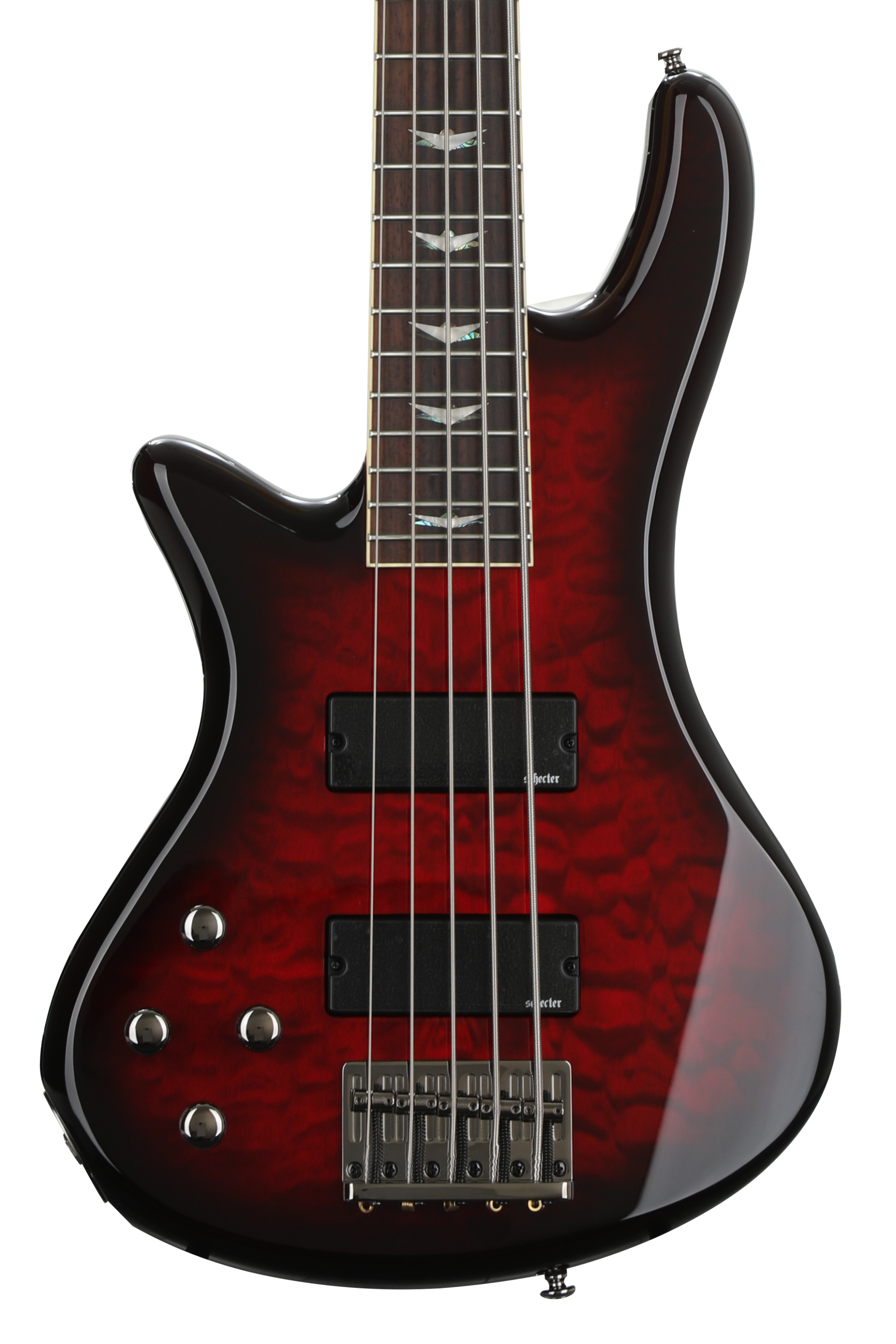 Schecter Stiletto Extreme 5 Left-handed Bass Guitar - Black Cherry