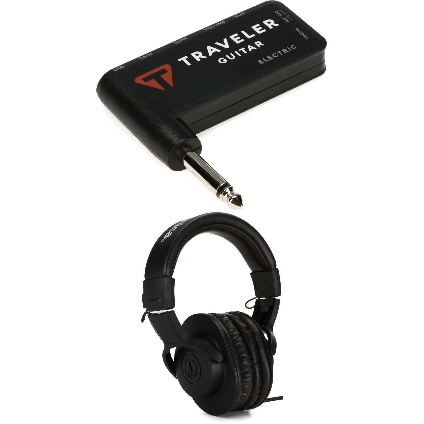 Traveler Guitar TGA1E Electric Headphone Amp and AudioTechnica ATH