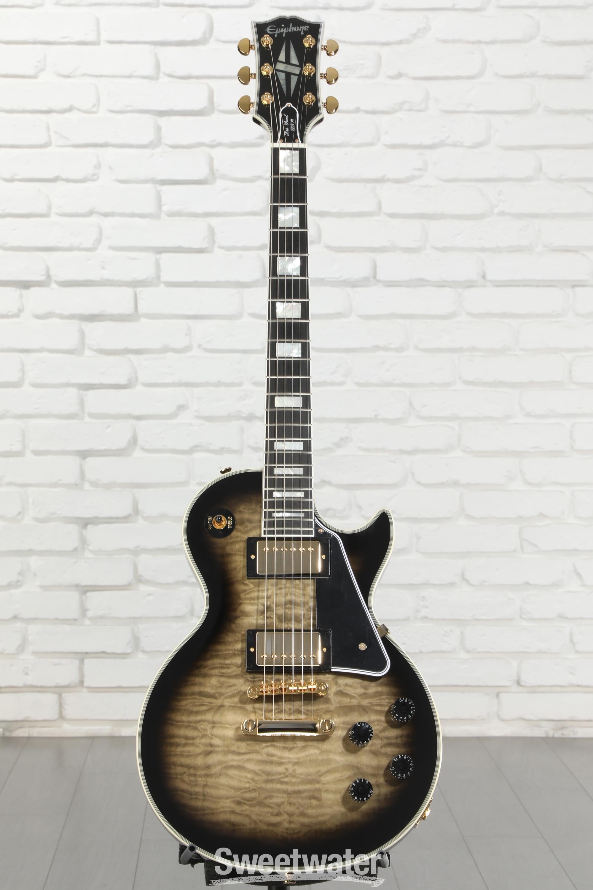 Epiphone Les Paul Custom Quilt Electric Guitar - Cobra Burst