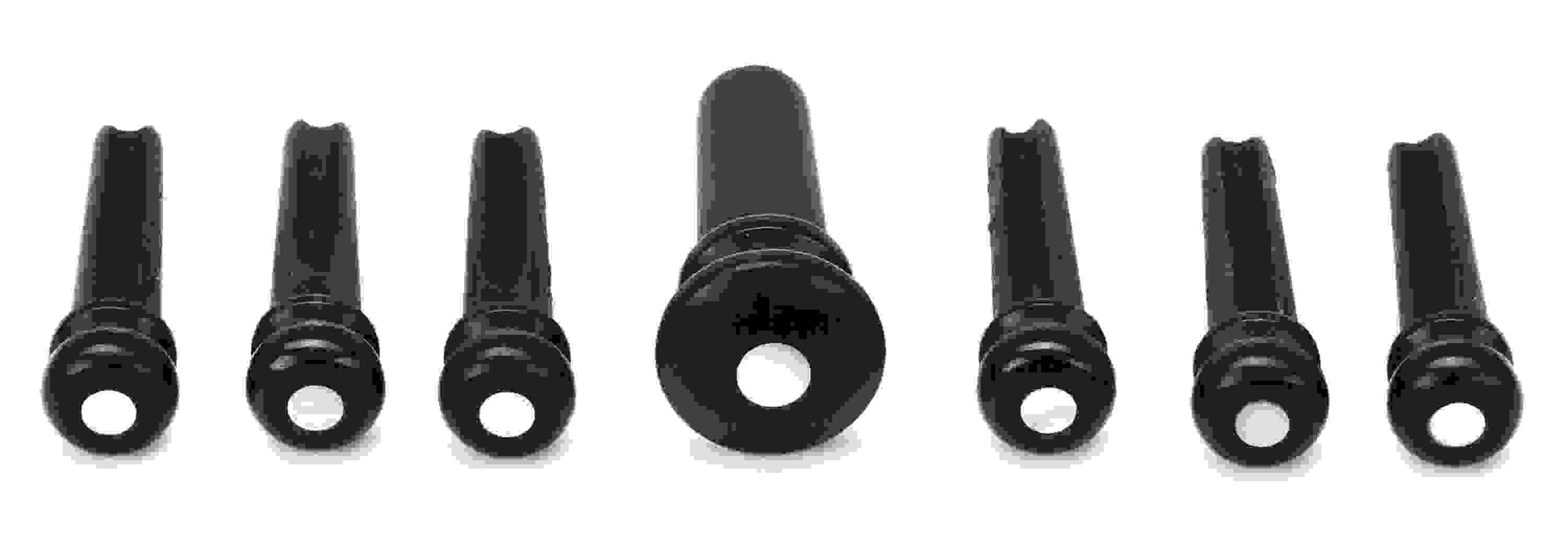 D'Addario Wood Bridge Pins (set of 6) - Ebony with Pearl Inlay