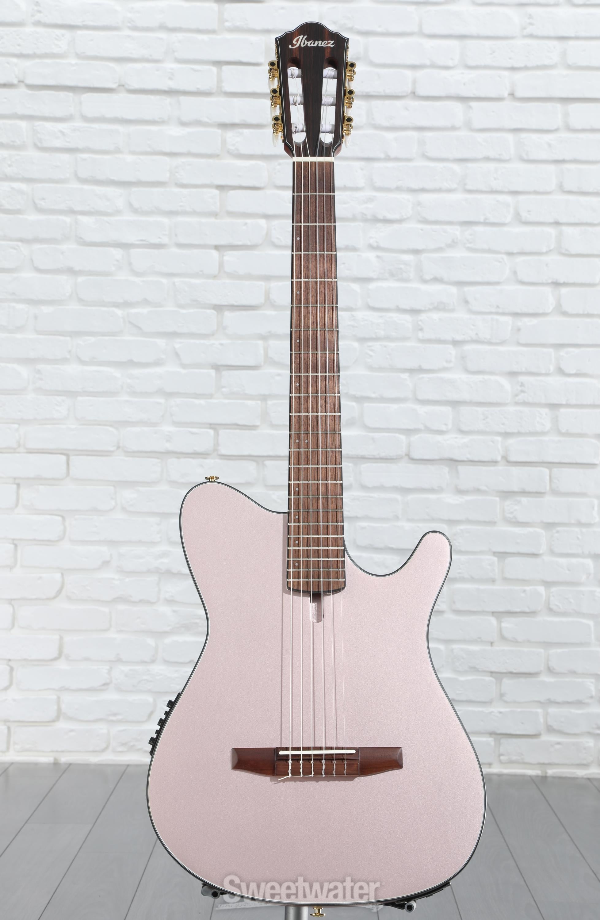 Ibanez FRH10NRGF Thinline Nylon Acoustic electric Guitar Rose Gold Metallic Flat Reviews Sweetwater