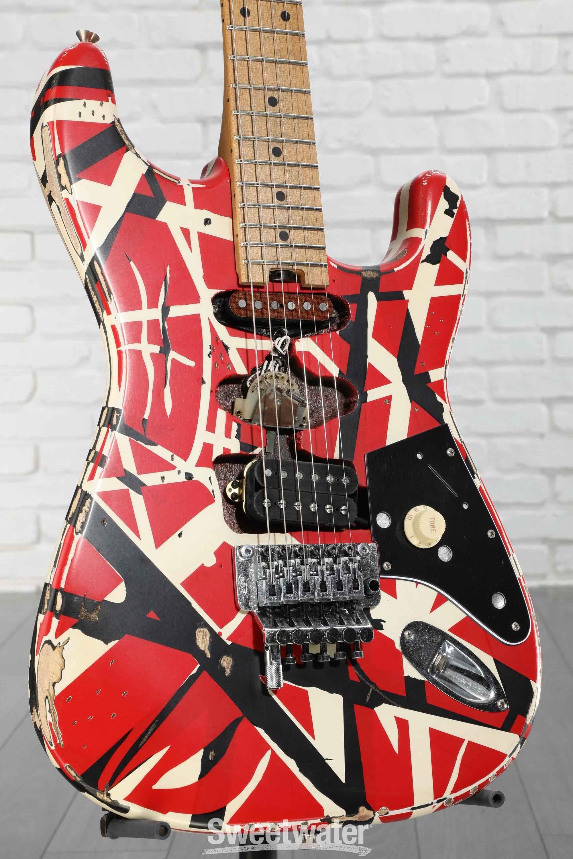 EVH Striped Series Frankenstein Relic - Red/Black/White | Sweetwater