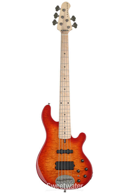 Lakland USA 55-94 Deluxe Quilted Maple Bass Guitar - Cherry Sunburst with  Maple Fingerboard