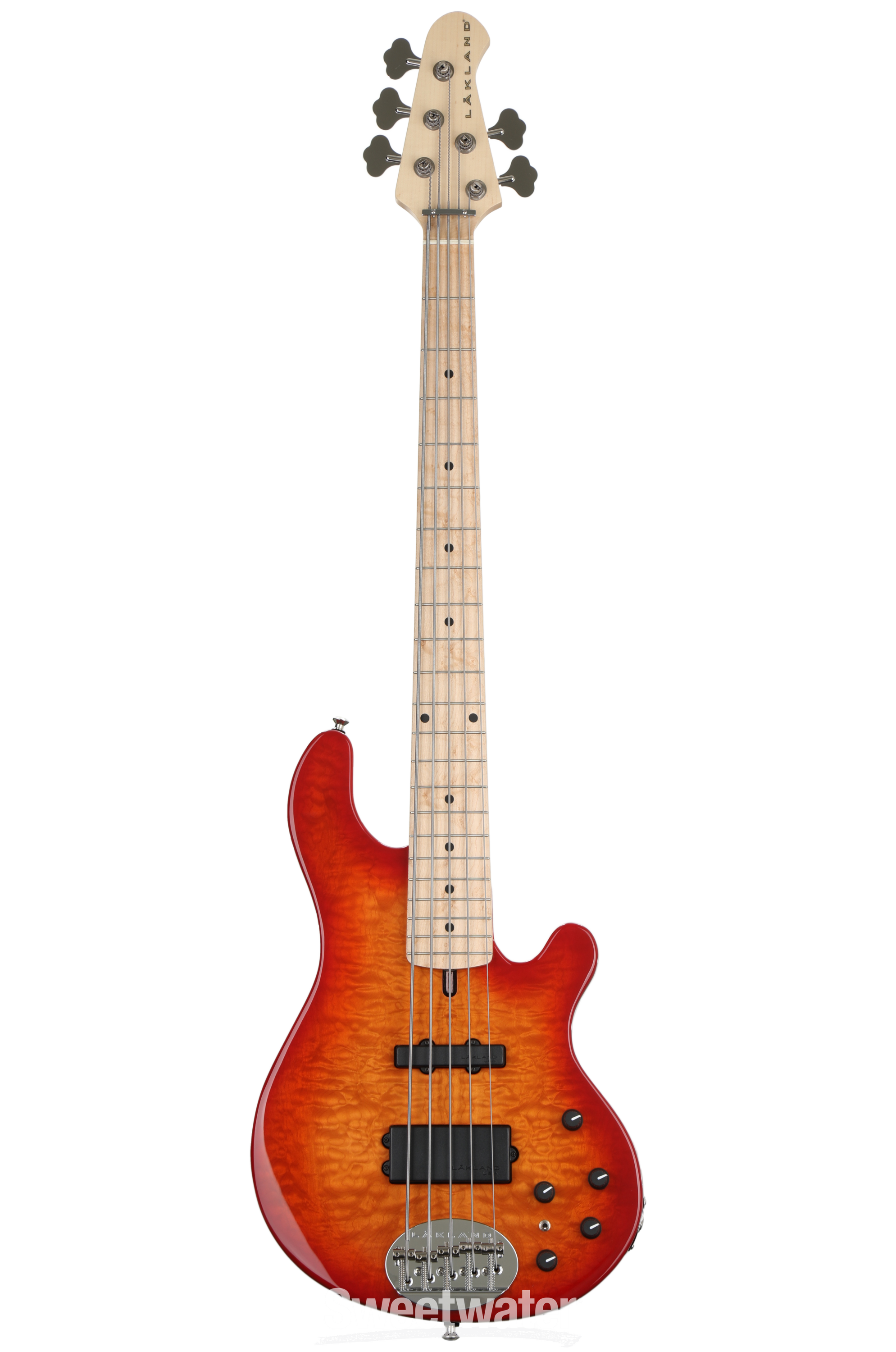 Lakland USA 55-94 Deluxe Quilted Maple Bass Guitar - Cherry Lakland USA 55-94 Deluxe Quilted Maple Bass Guitar - Cherry