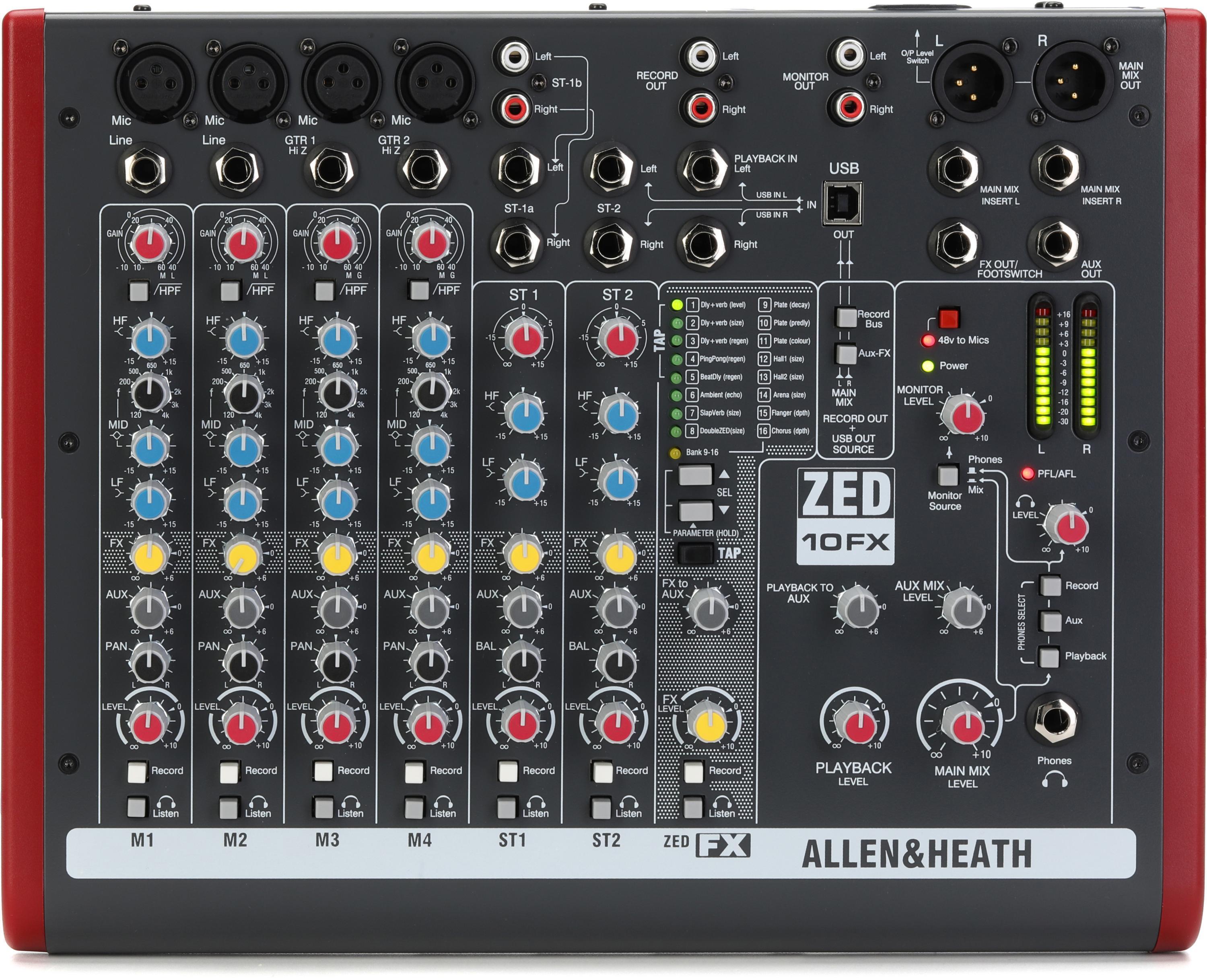 Allen & Heath ZED-10FX 10-channel Mixer with USB Audio Interface and Effects