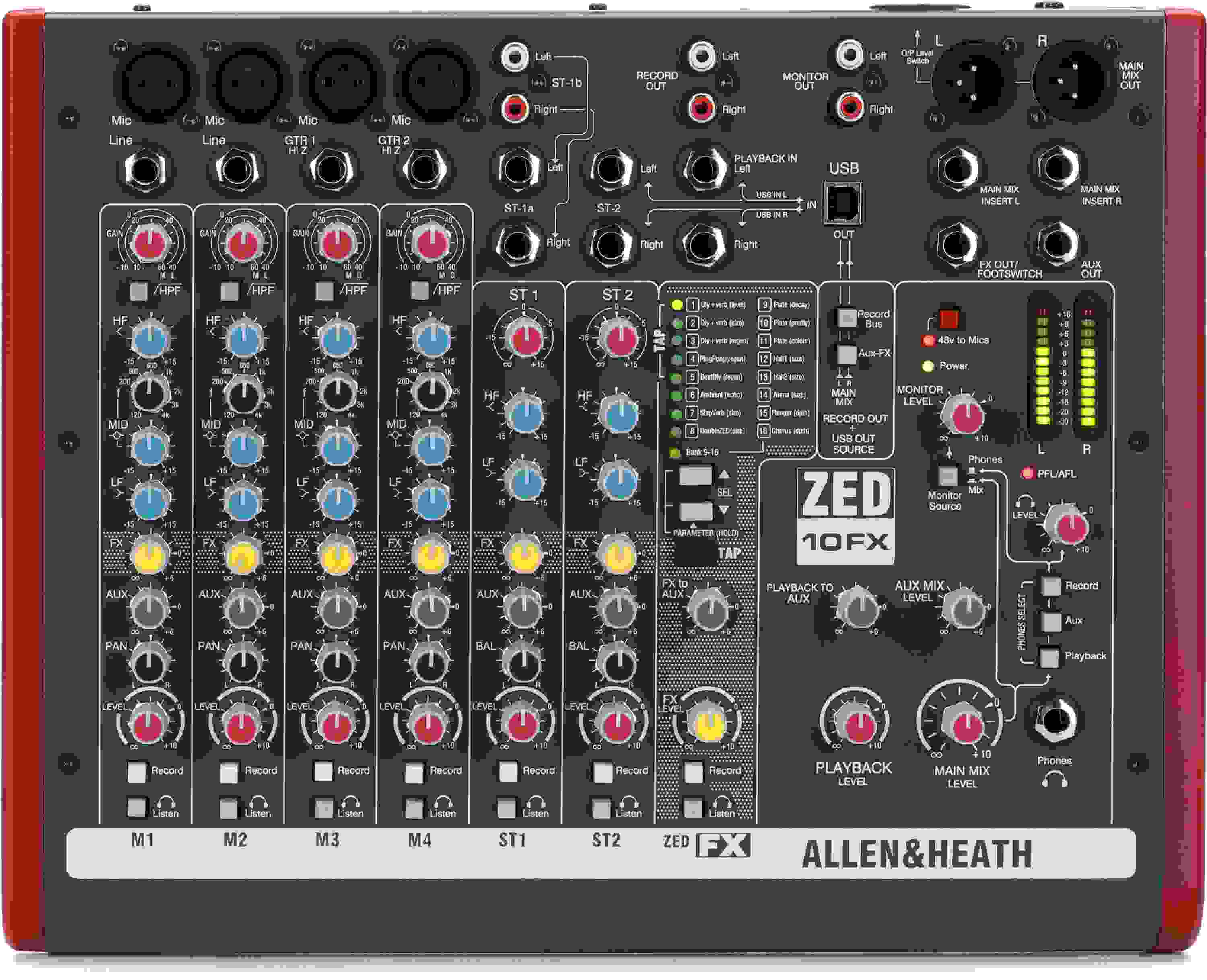 Allen & Heath ZED-10FX 10-channel Mixer with USB Audio Interface and Effects