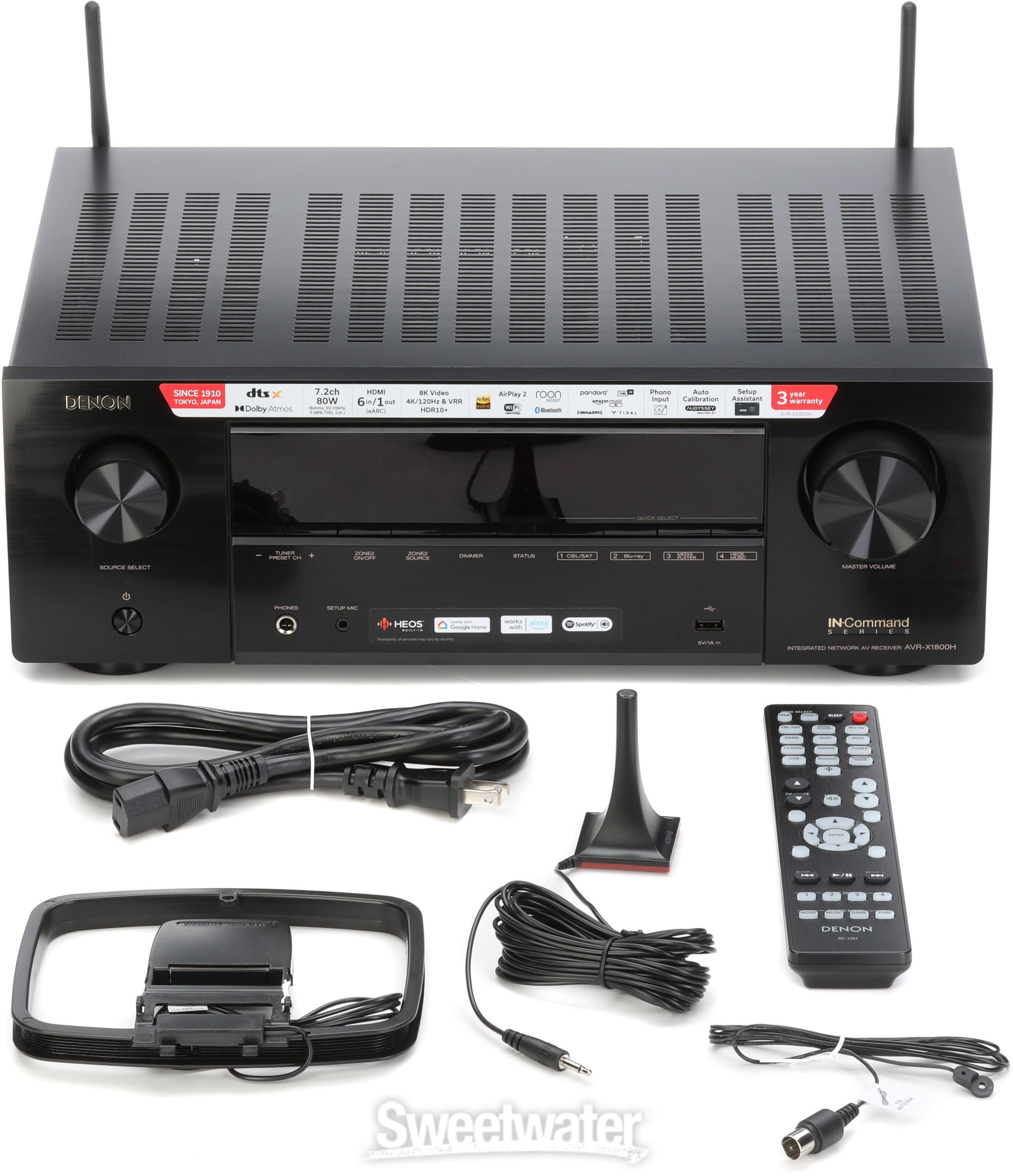 美品　DENON AVR-X1800H AVR-X1800H - 7.2 Ch. 80W 8K AV Receiver with HEOS® Built-in