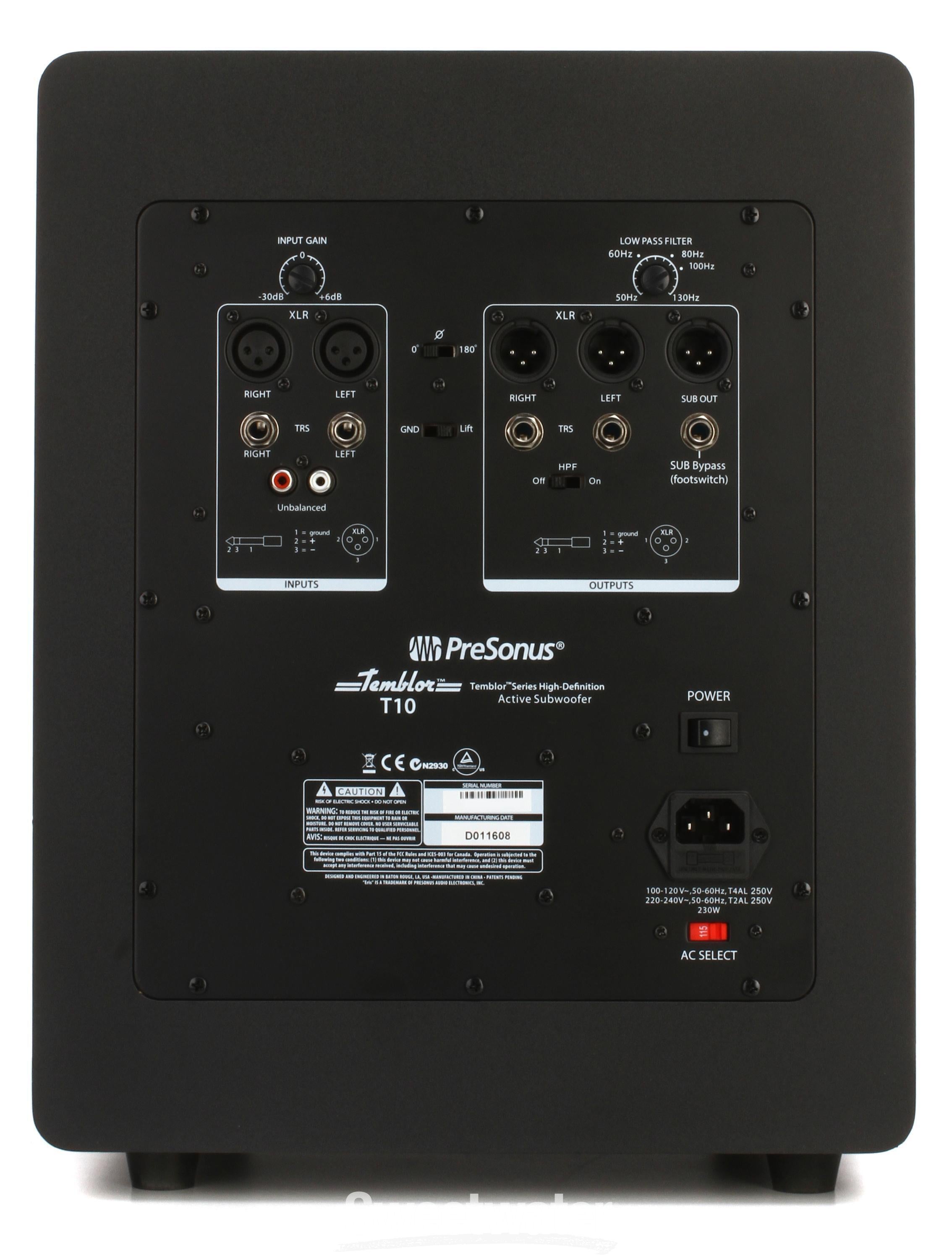 PreSonus Temblor T10 10 inch Powered Studio Subwoofer