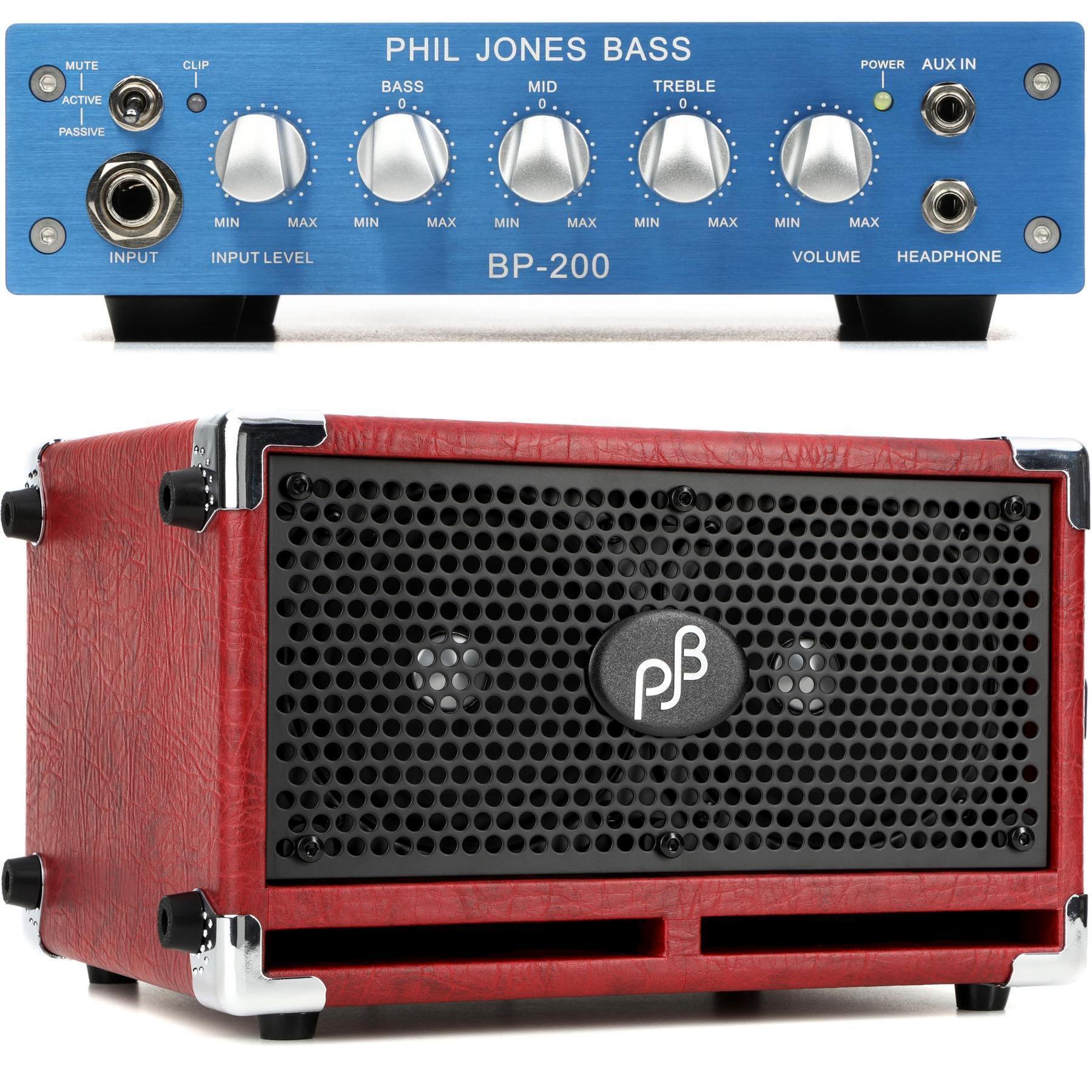 Phil Jones Bass BP-200 200-watt Bass Amplifier Head with Red 2 x 5-inch  200-watt Cabinet