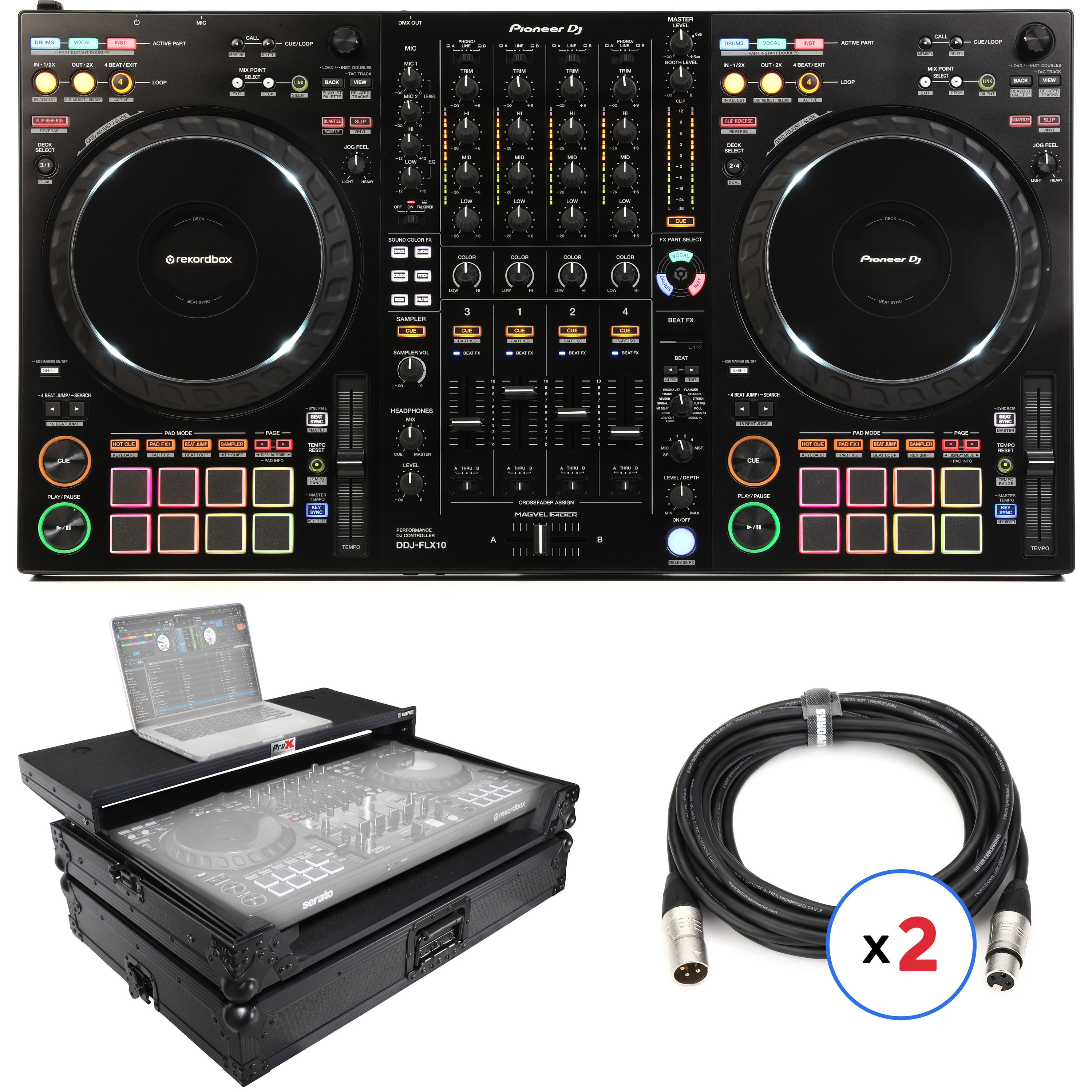 Pioneer DJ DDJ-FLX10 4-deck DJ Controller with ProX Gig-Ready