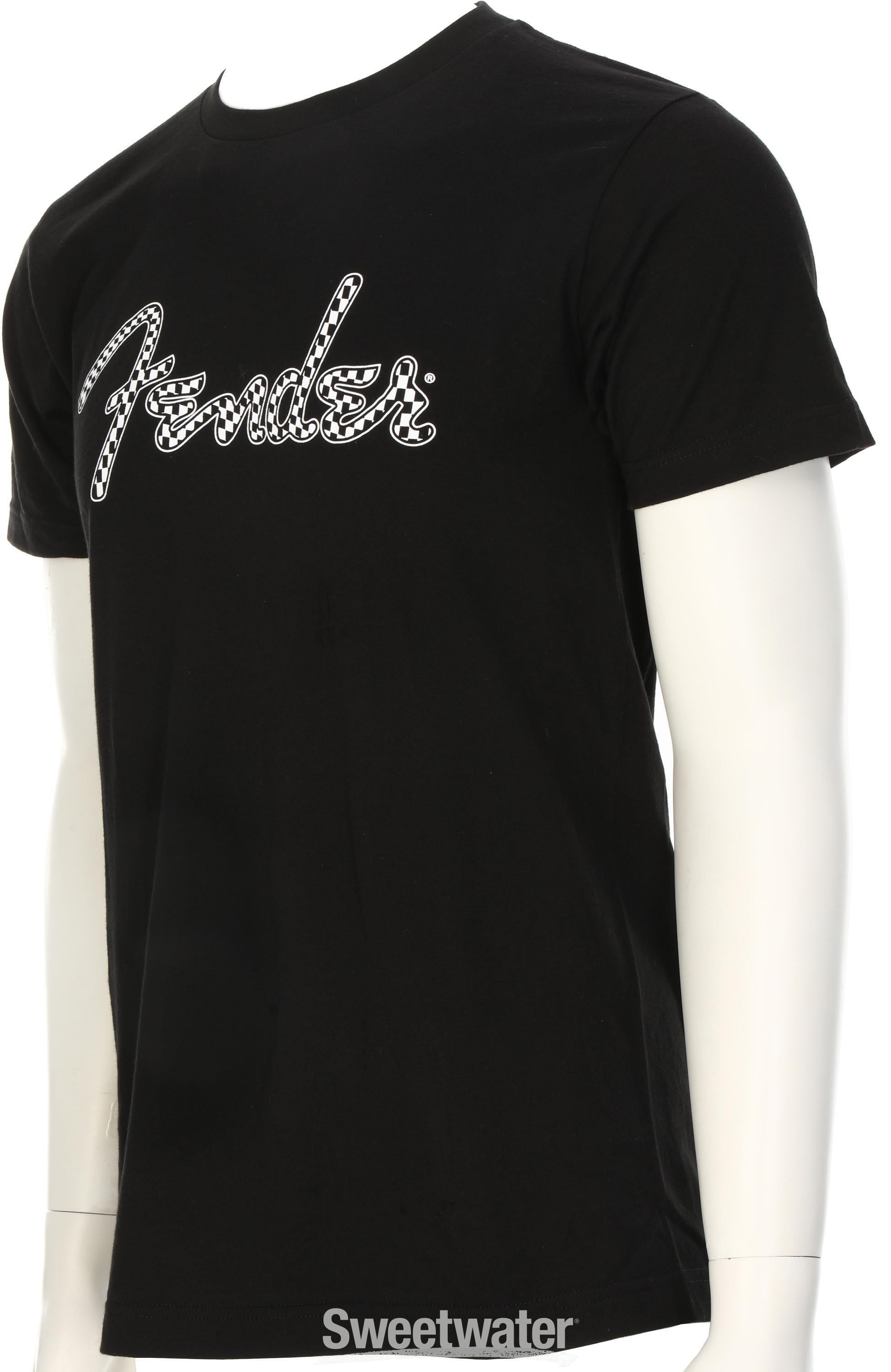 Fender Spaghetti Wavy Checker Logo T-shirt - Black