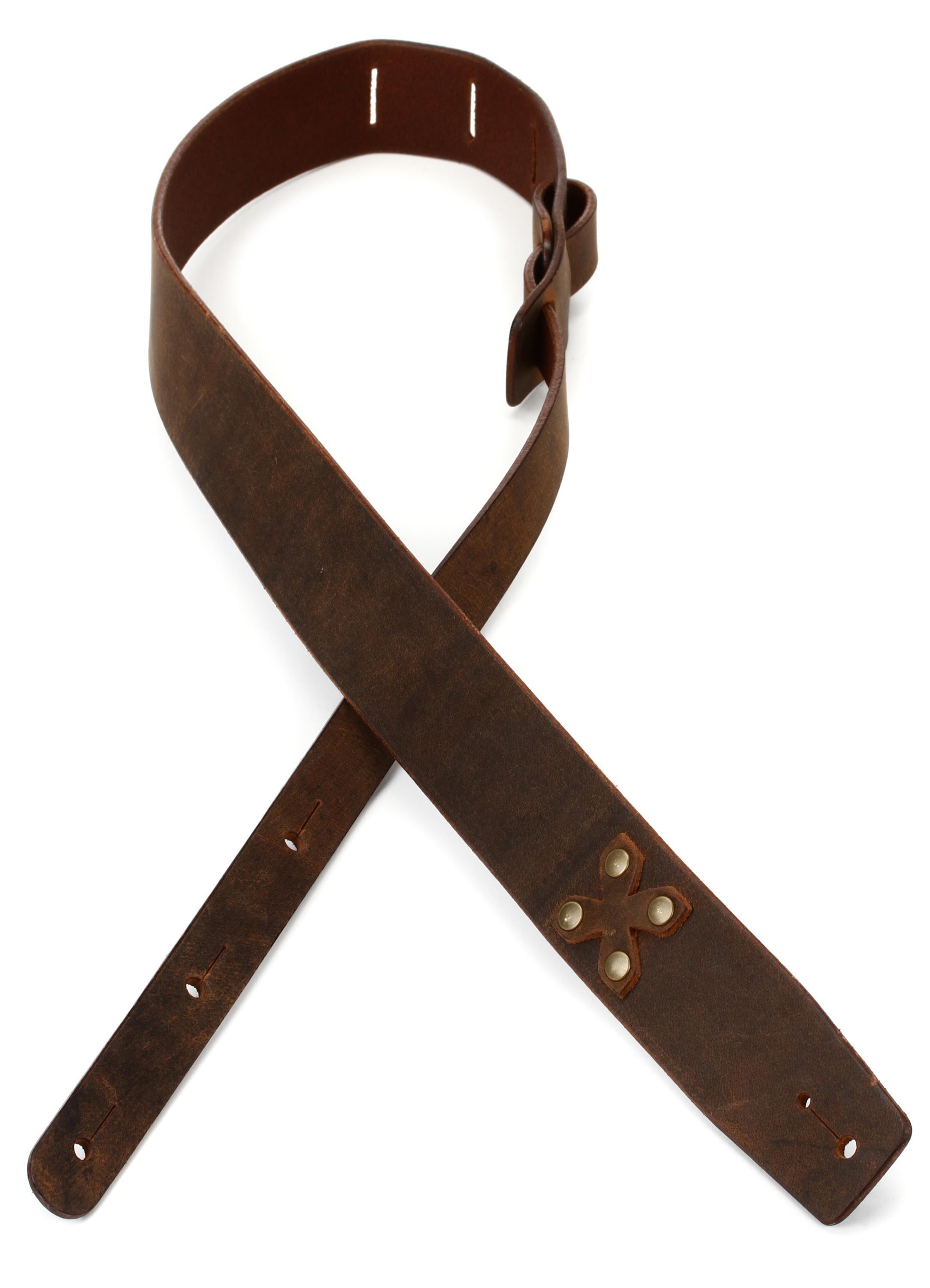 LM Products Relic Leather 2.375-inch Wide Guitar Strap