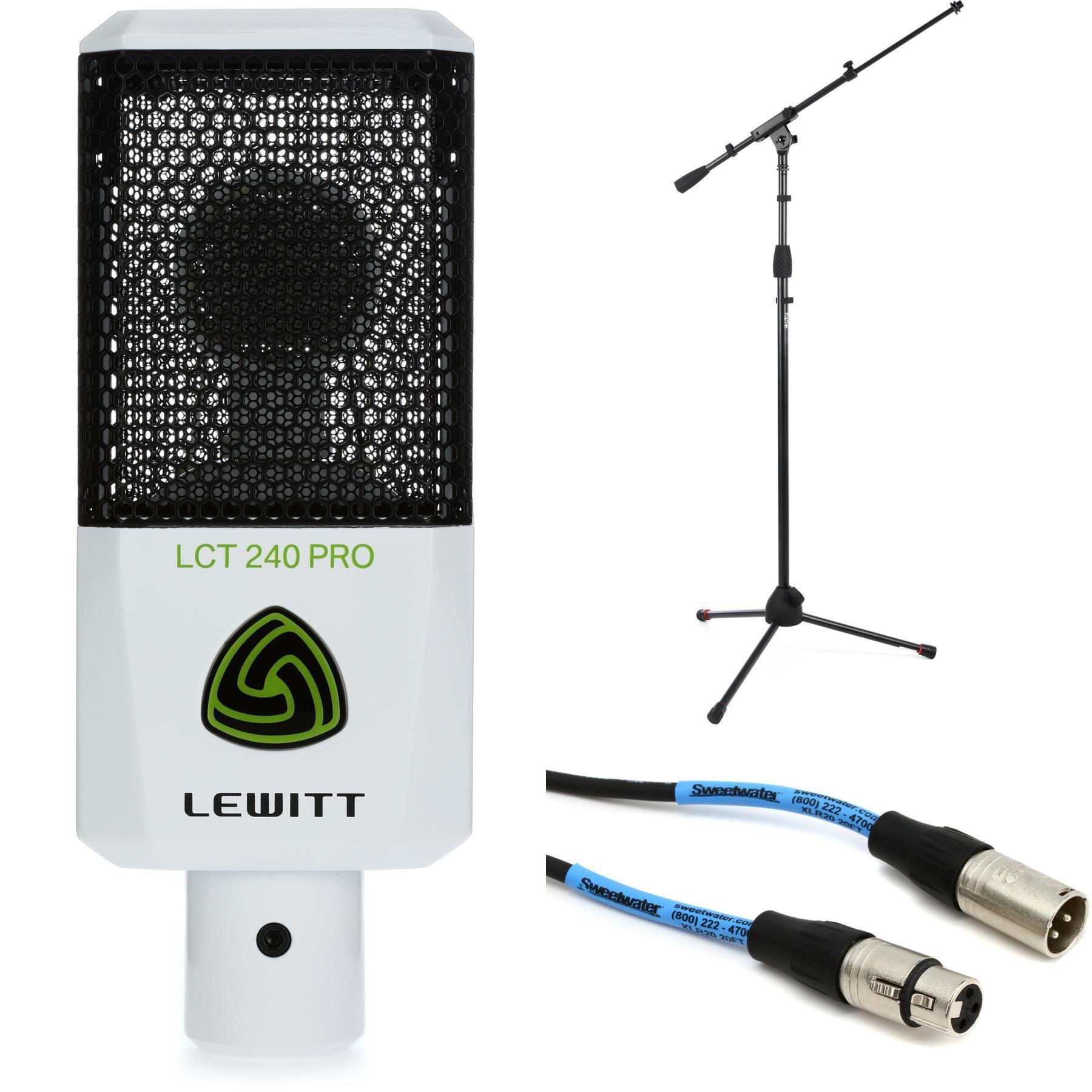 Lewitt LCT 240 PRO Value Pack Condenser Microphone With Shockmount, Stand  and Cable - White
