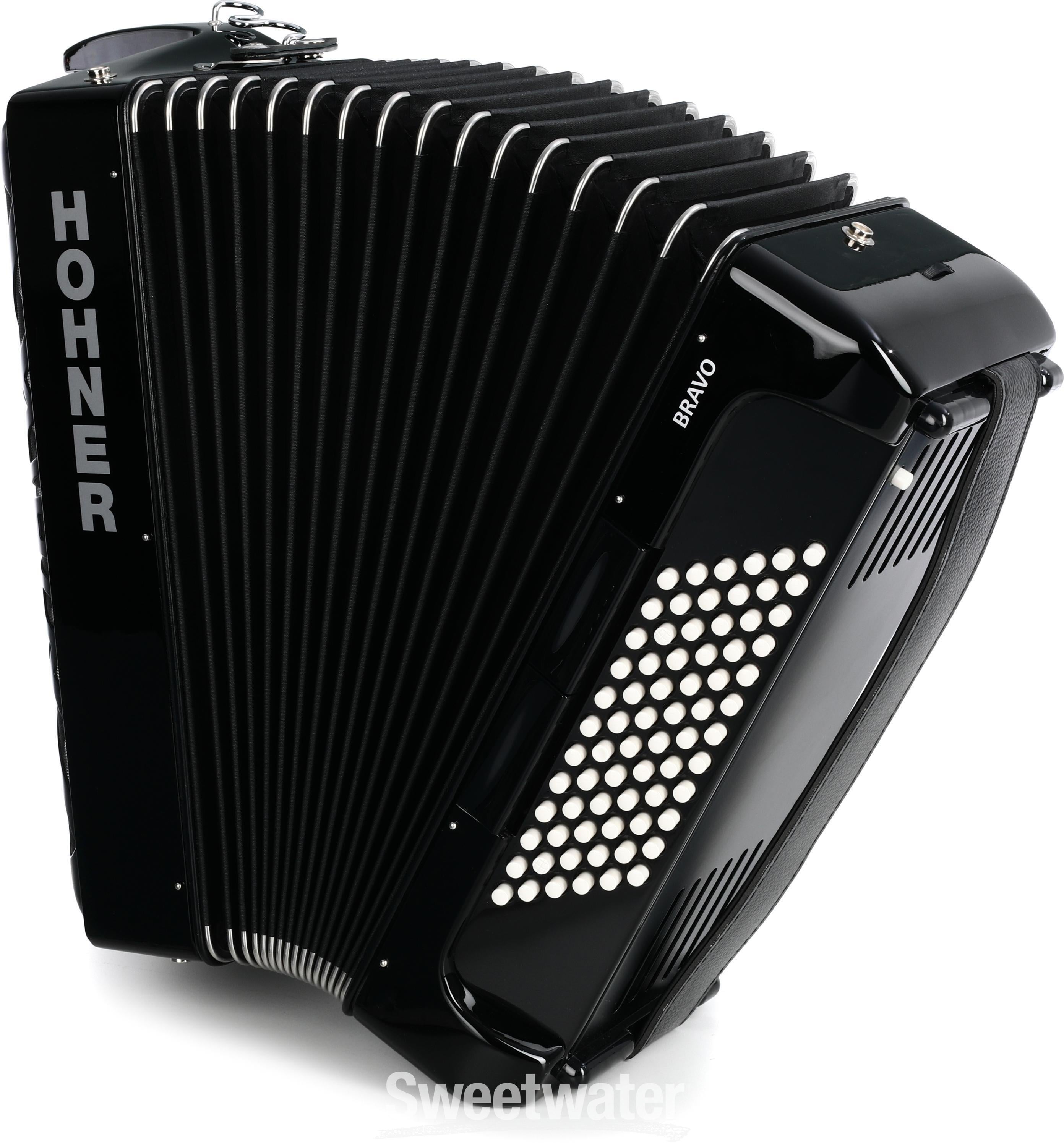 Hohner Bravo III 72 Chromatic Piano Key Accordion - Jet Black