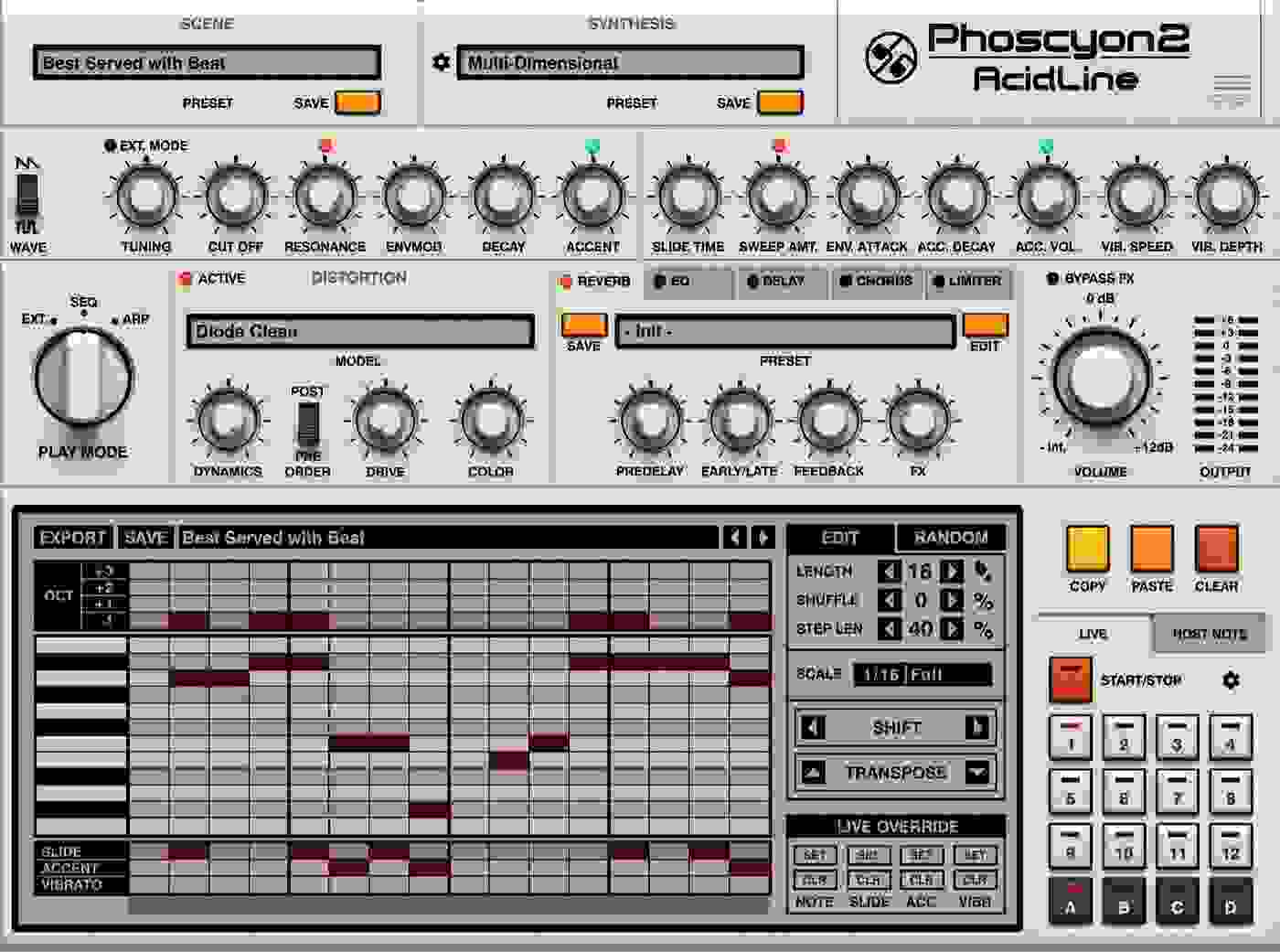 D16 Group Phoscyon 2 Bass Line Synthesizer Plug-in Instrument