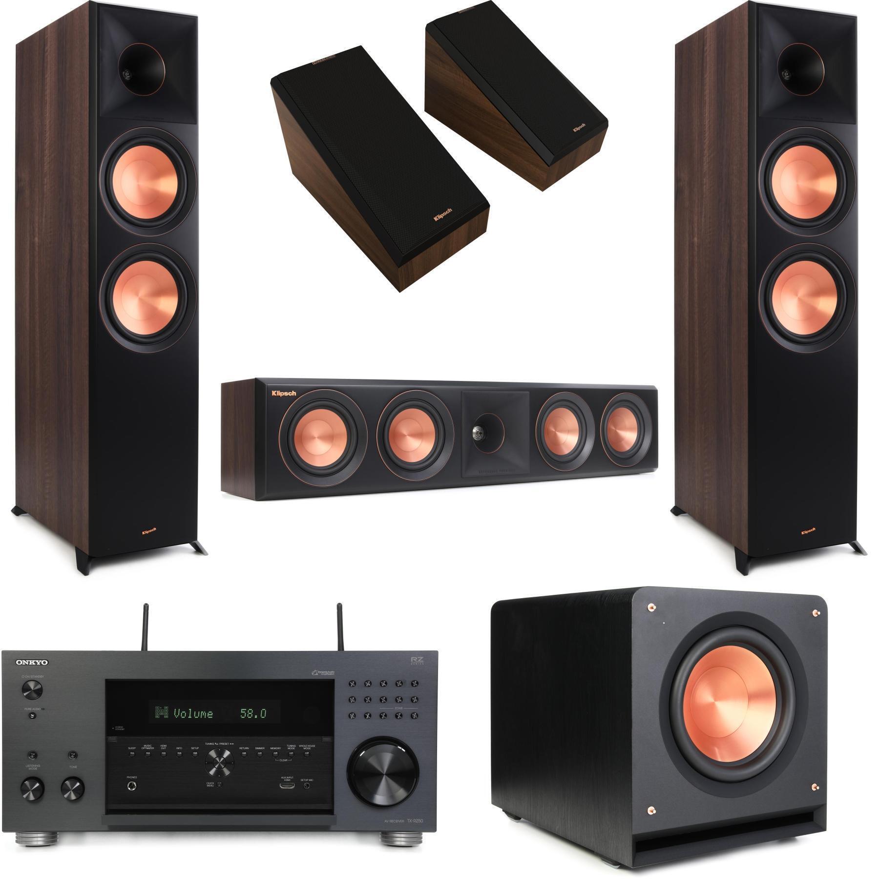 Klipsch RP-8000F II and Onkyo TX-RZ50 5.1 Home Theater Bundle