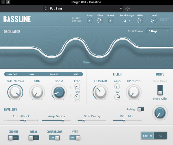 Photo of AIR Bassline Vintage Synthesizer Virtual Instrument Plug-in
