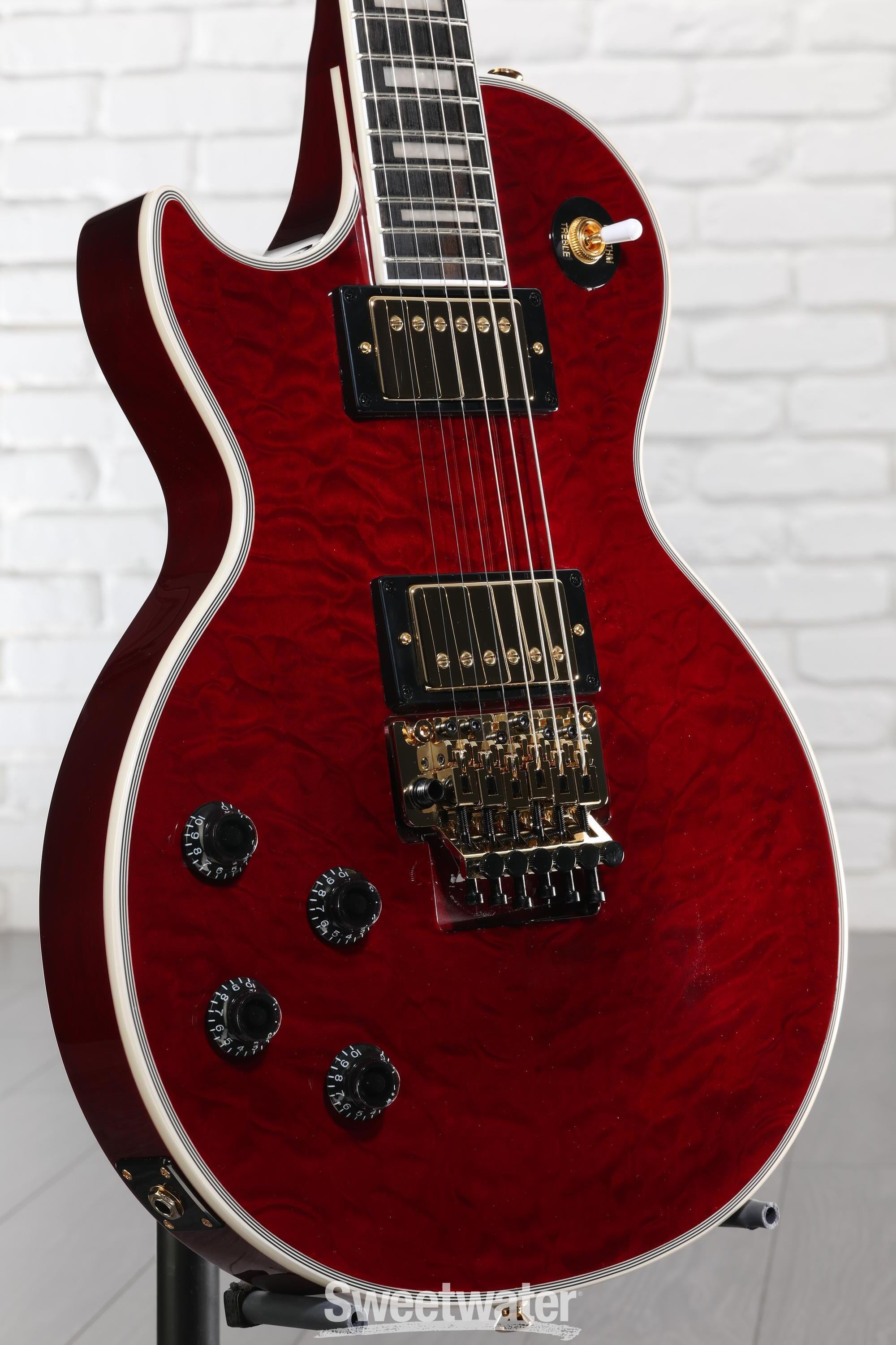Photo of Epiphone Alex Lifeson Les Paul Custom Axcess Left-handed Electric Guitar - Ruby