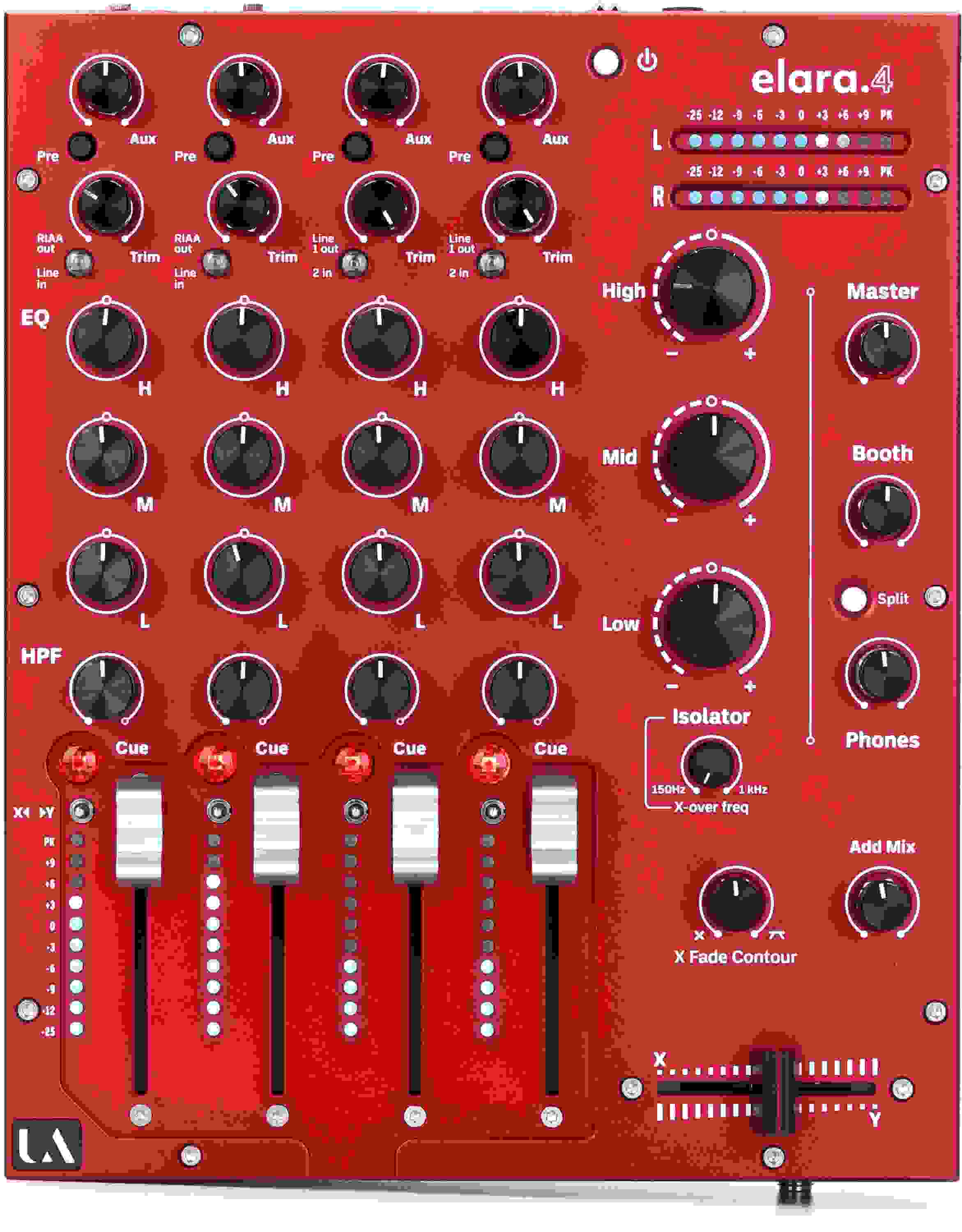 Union Audio Elara.4 4-channel Compact Analog DJ Mixer - Red | Sweetwater