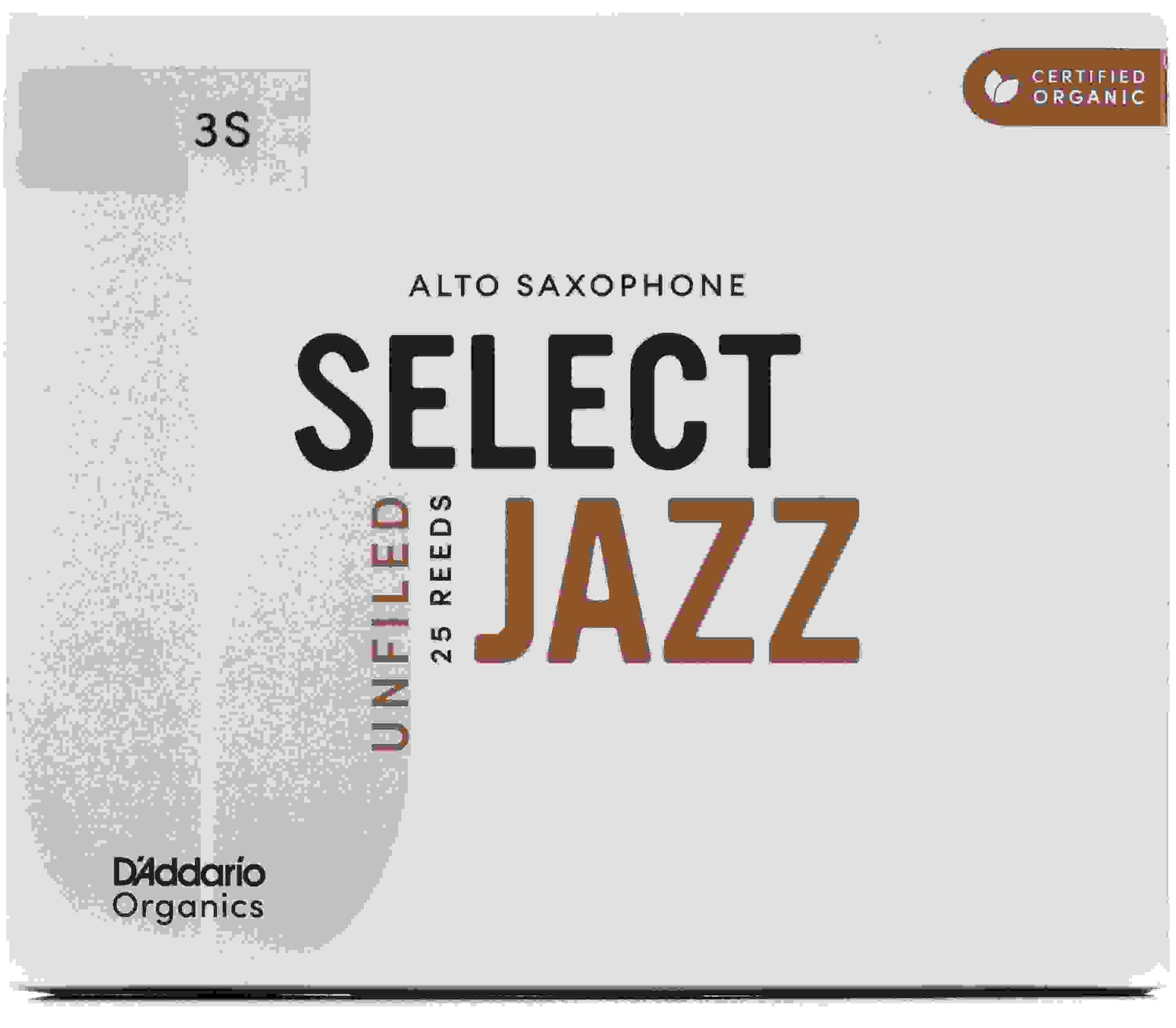 D'Addario Organics Select Jazz Unfiled Alto Saxophone Reeds - 3 Soft, 25-pack