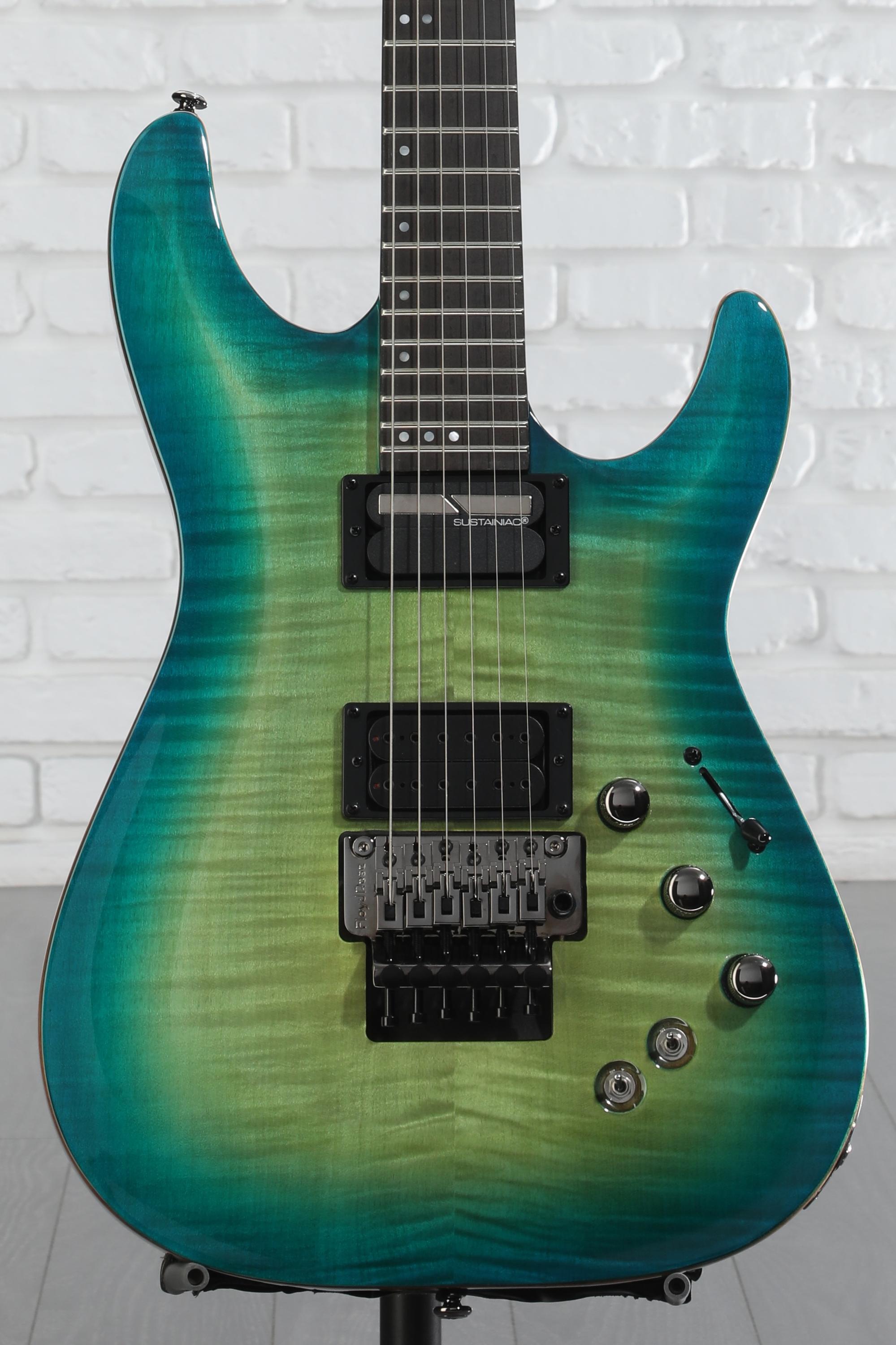 ギター SCHECTER BLACKJACK SLS C-1 FR Sustainiac Schecter BlackJack SLS C-1 FR-S Electric Guitar - Aquaburst