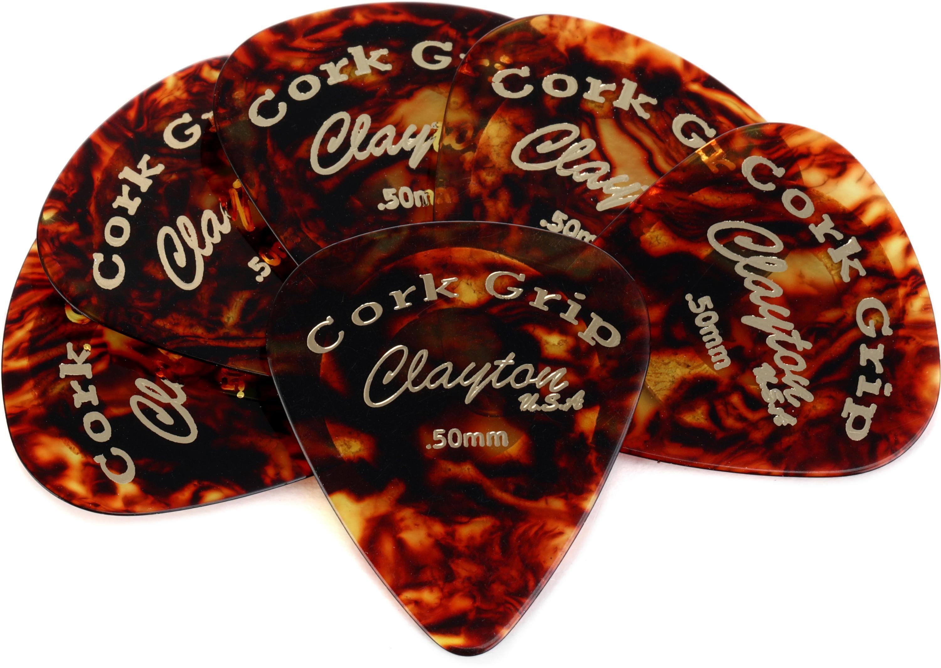 Photo of Clayton Cork Grip Guitar Picks - 0.50mm, Tortoiseshell, 6-pack