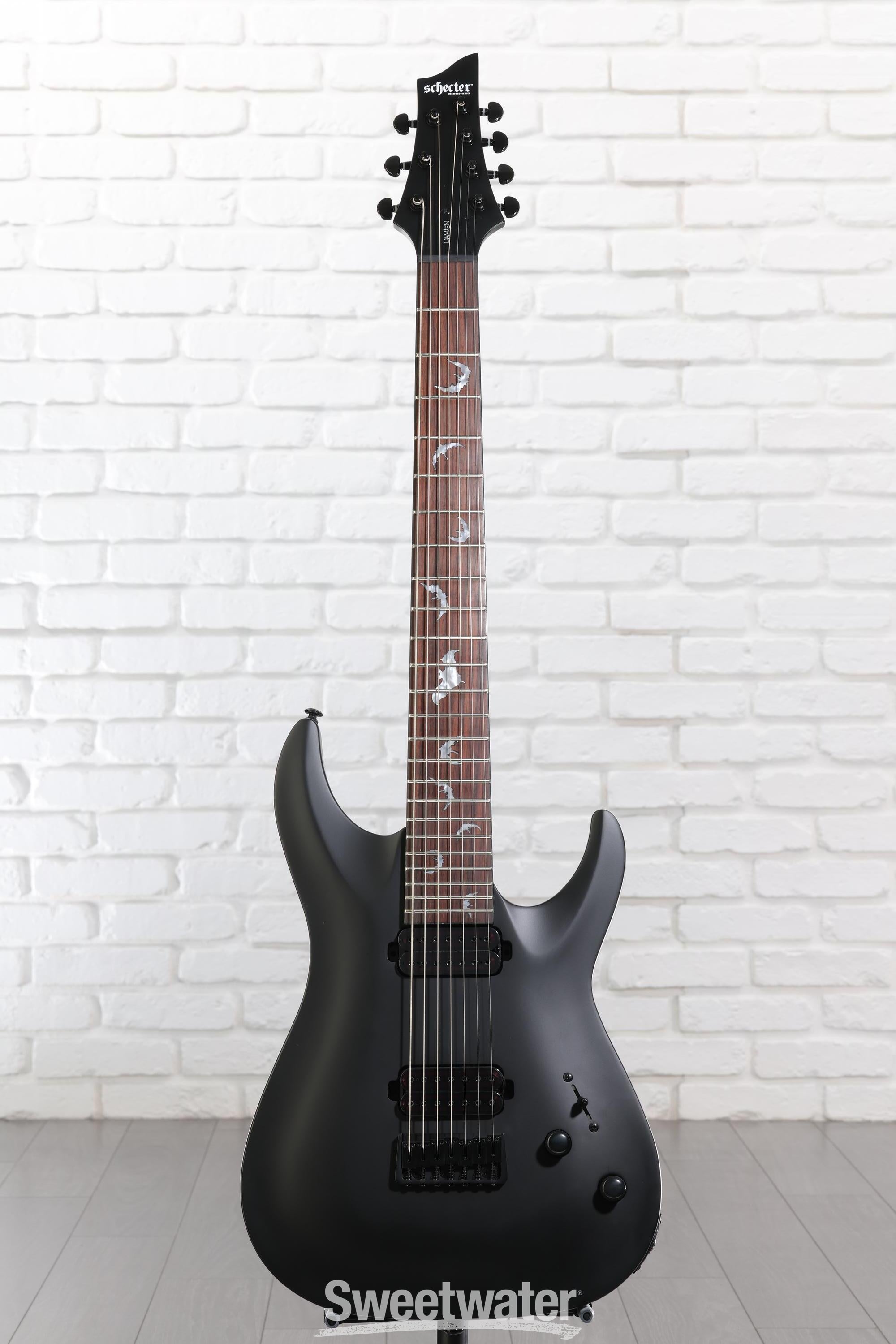Schecter Damien-7 SBK Electric Guitar - Satin Black | Sweetwater