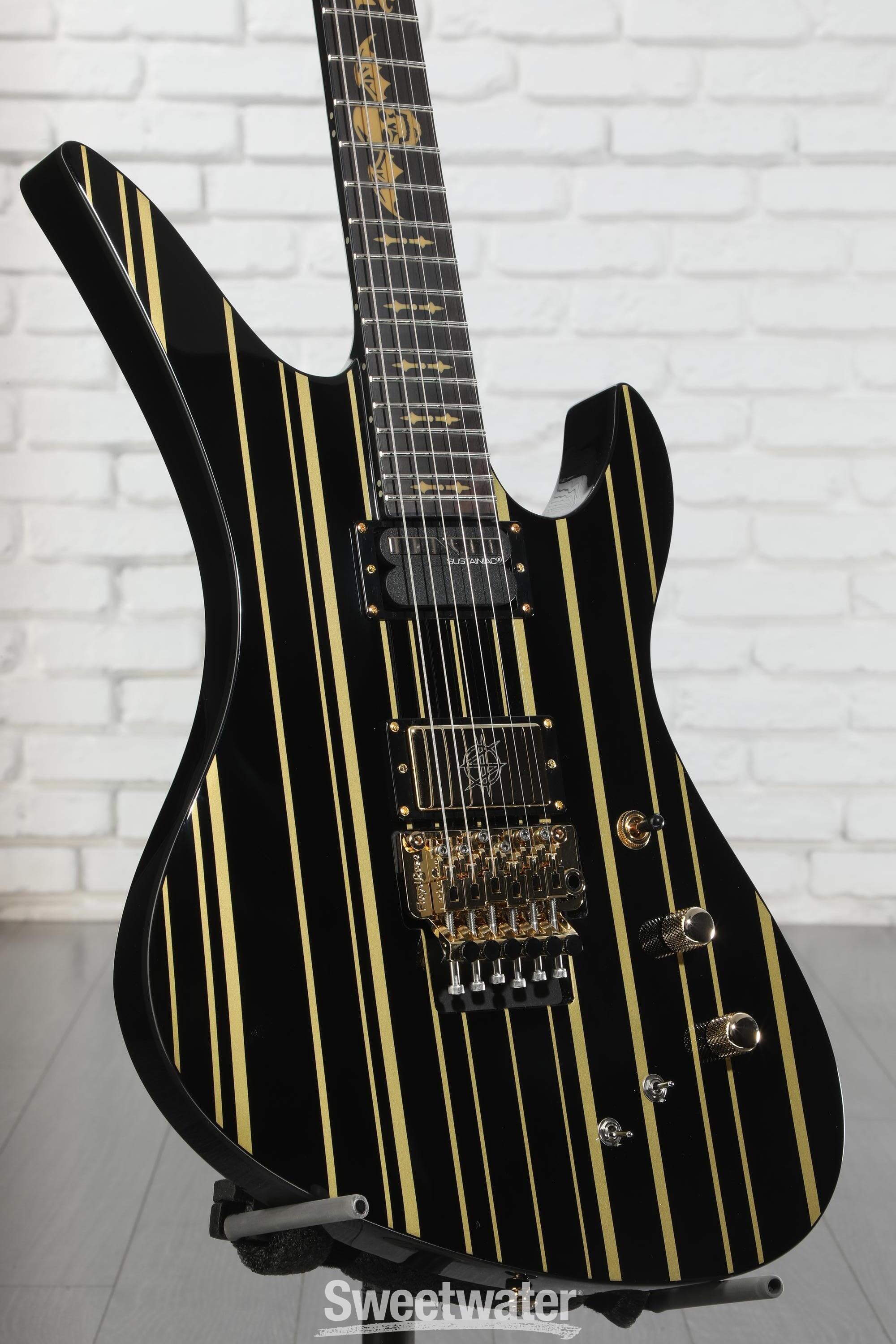 Schecter Synyster Gates Custom-S - Black with Gold Stripes