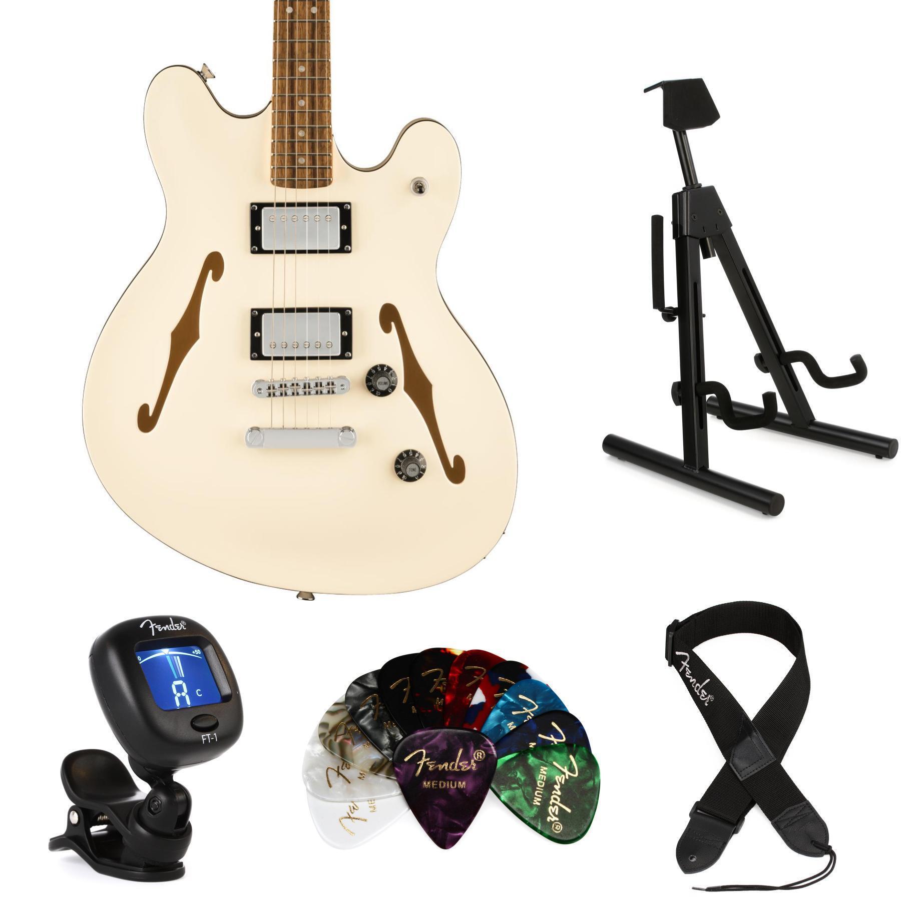 Squier Affinity Series Starcaster Deluxe Semi-hollowbody Electric Guitar  Essentials Bundle - Olympic White