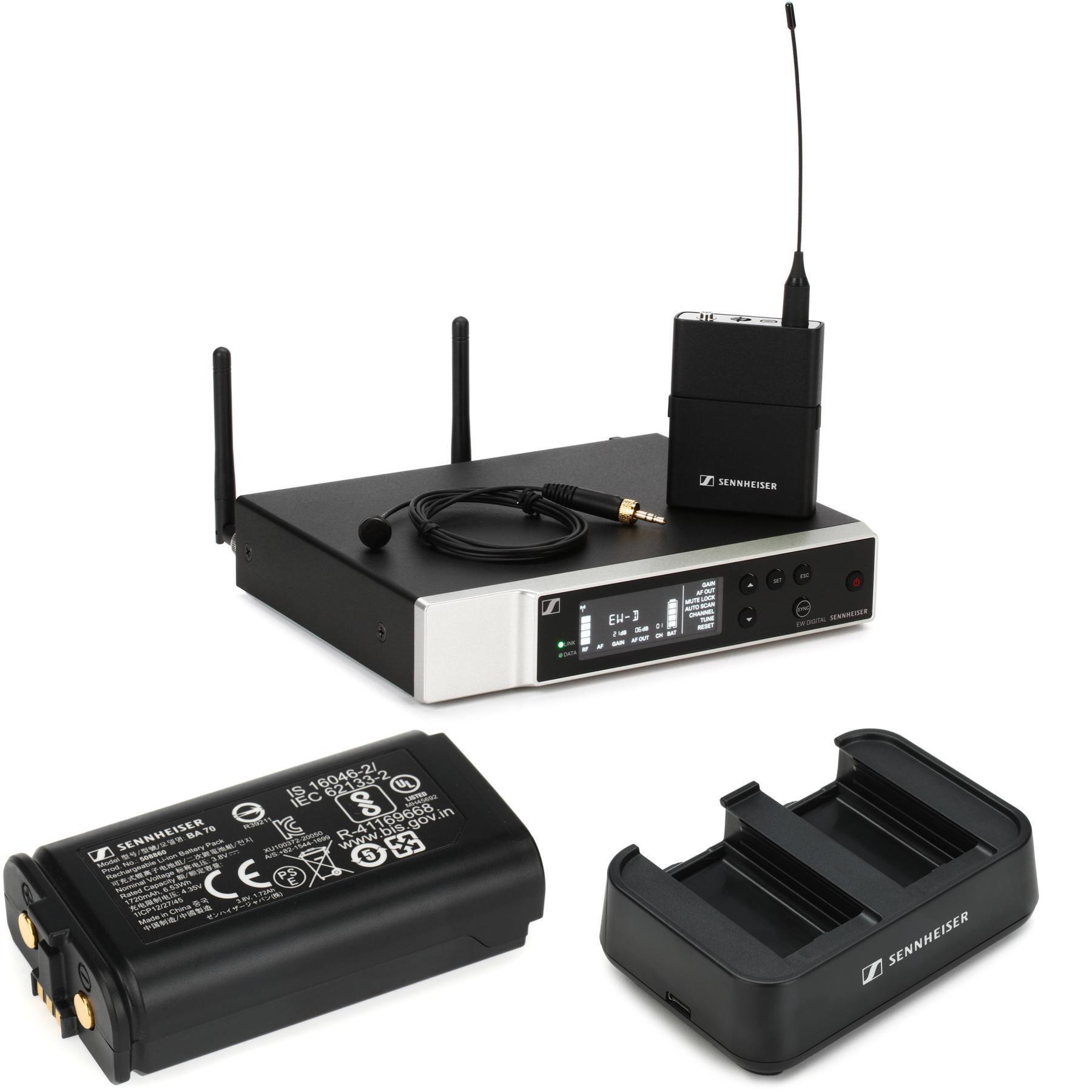 Photo of Sennheiser EW-D ME4 Wireless Lavalier Microphone System with Rechargeable Battery Pack and Charging Station - Q1-Q6