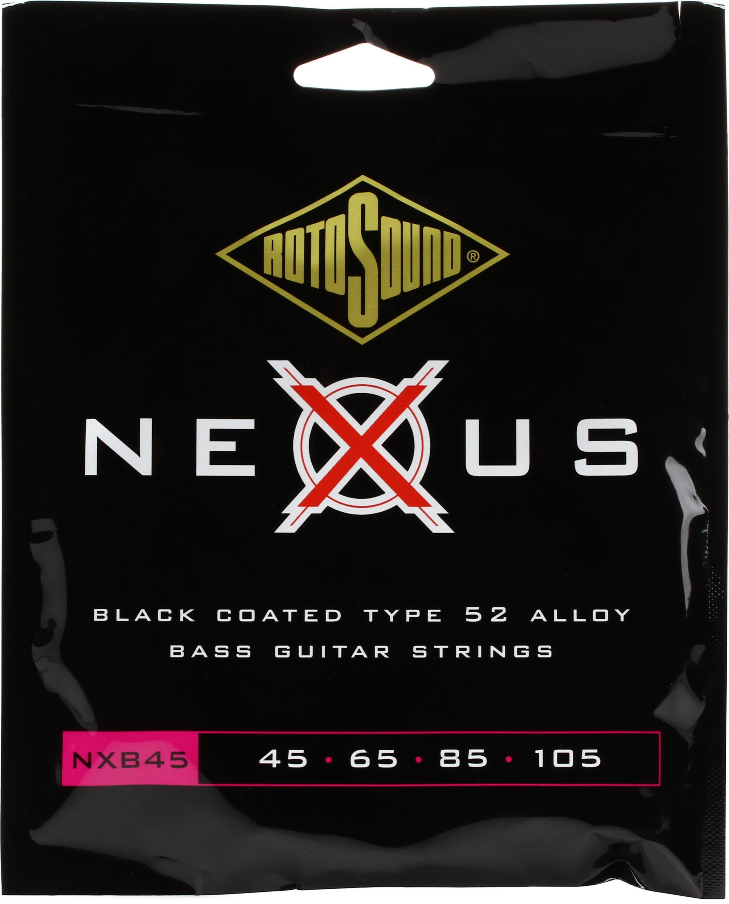 .045-.　Sweetwater　Nexus　Bass　Bass　NXB45　Guitar　Polymer　Coated　Strings　105　4-string　Long　Scale　Rotosound　Black