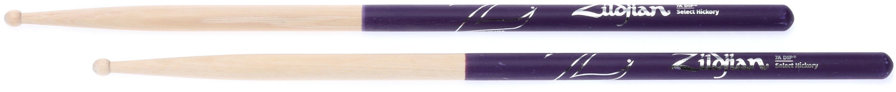 Photo of Zildjian Hickory Dip Series Drumsticks - 7A - Wood Tip - Purple