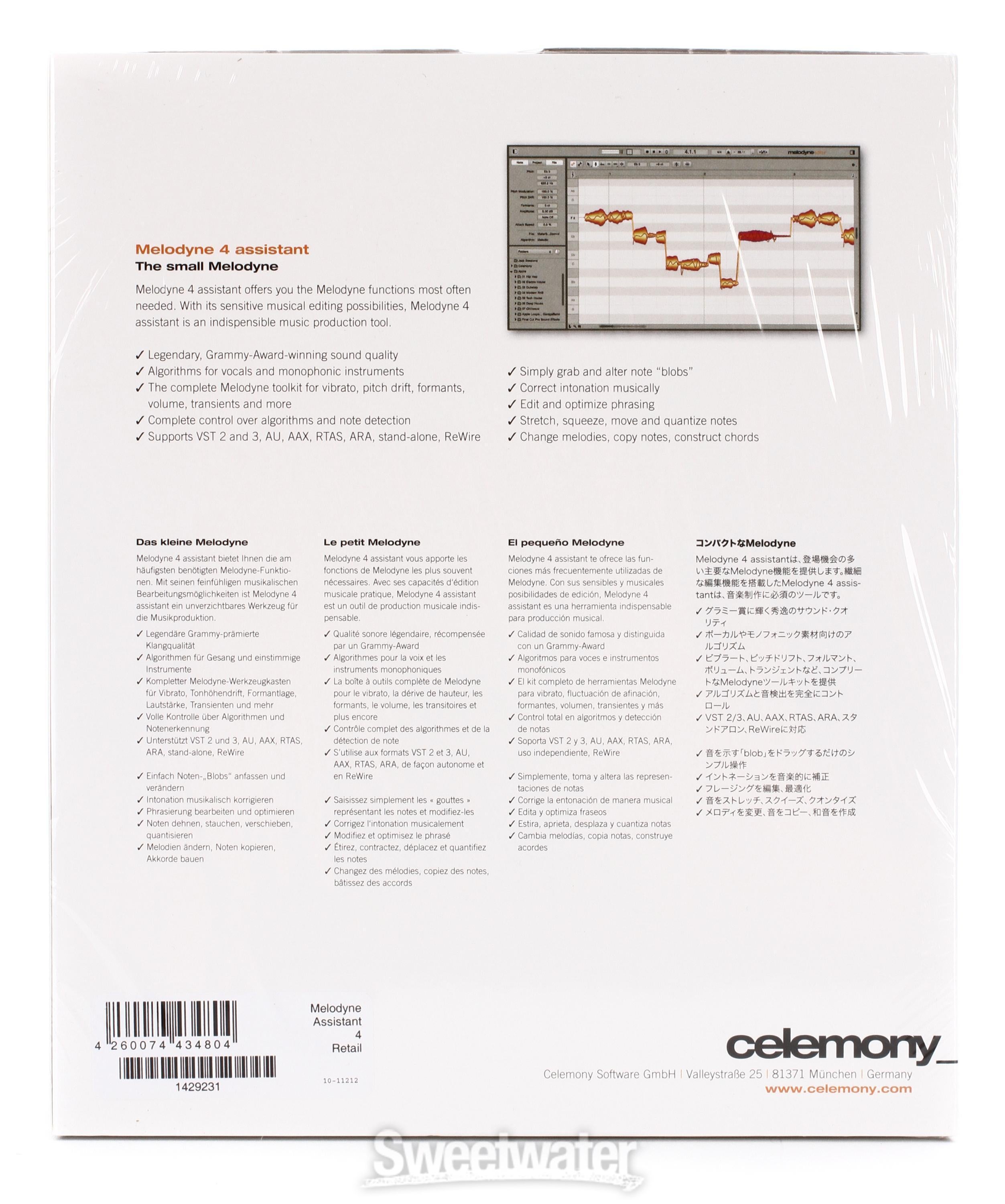 Celemony Melodyne 4 assistant (boxed) | Sweetwater