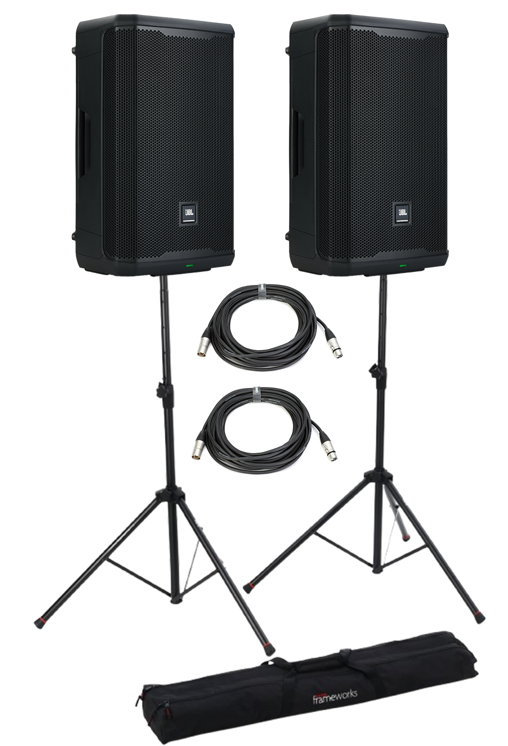JBL PRX915 15-inch Powered Loudspeaker Pair Stand Bundle | Sweetwater