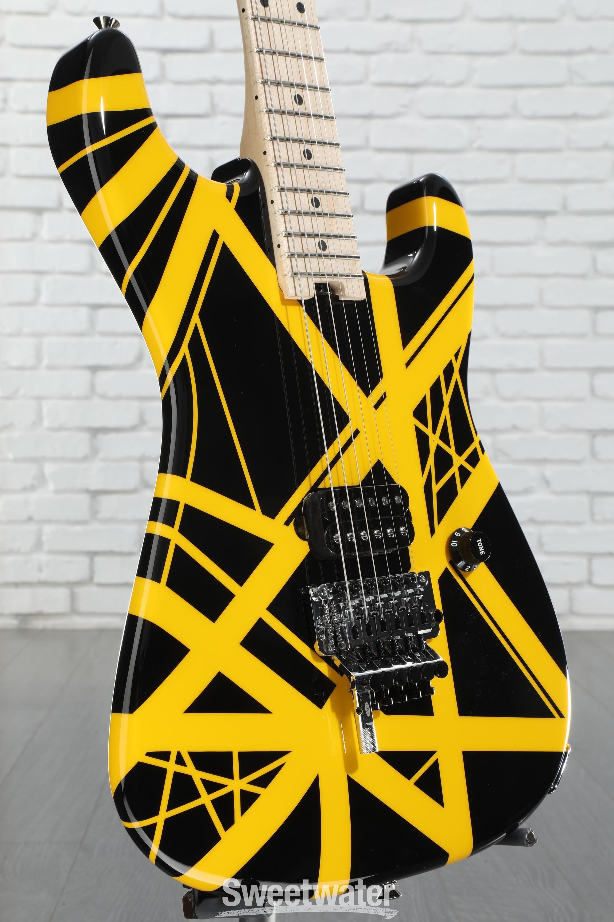 EVH Striped Series - Black w/ Yellow Stripes | Sweetwater EVH Striped Series - Black w/ Yellow Stripes | Sweetwater