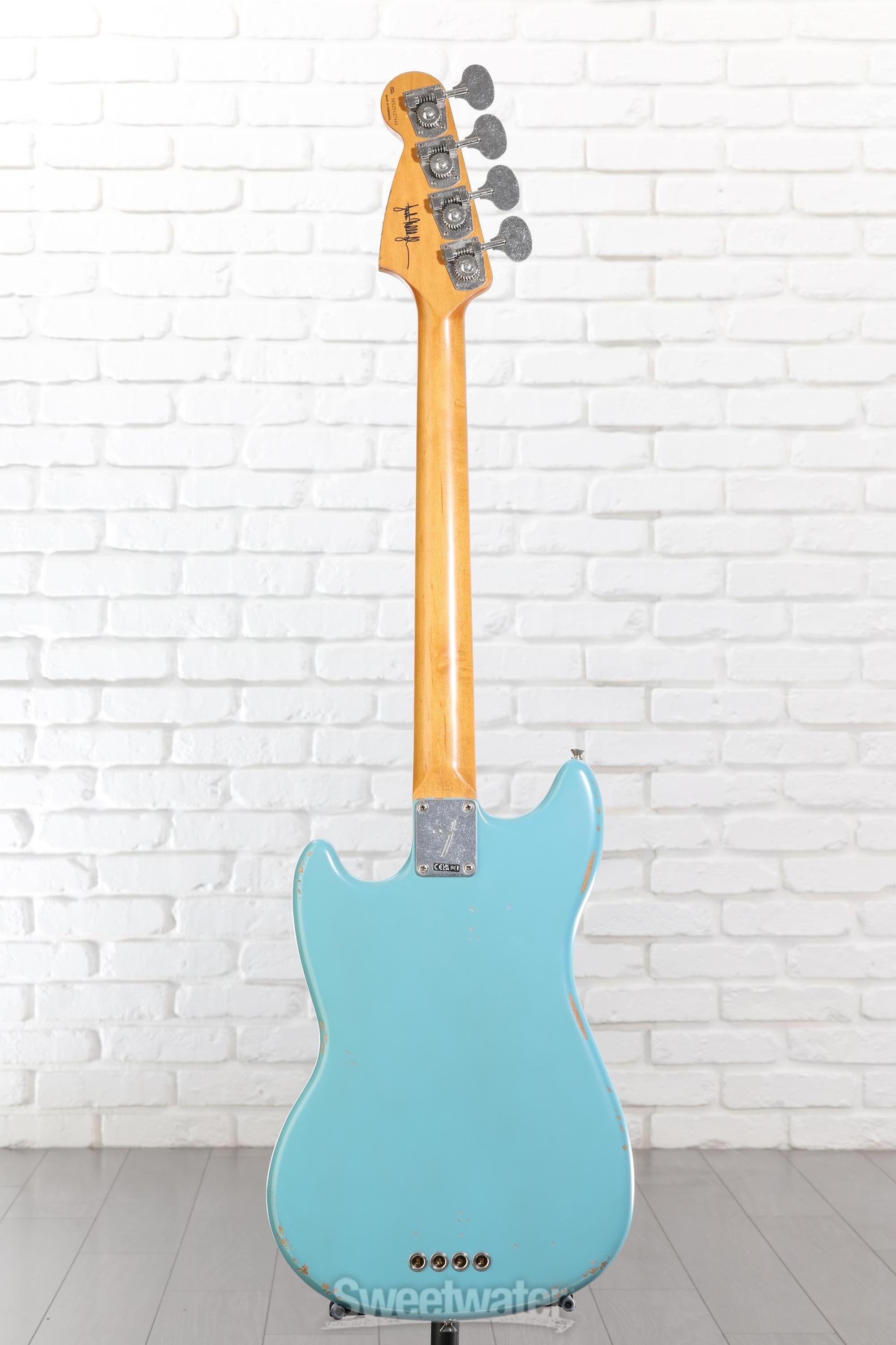 Fender JMJ Road Worn Mustang Bass Guitar - Faded Daphne Blue