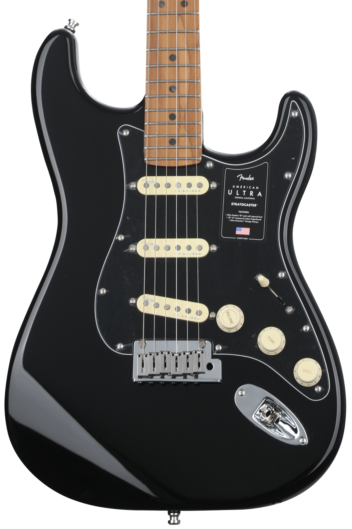 Fender American Ultra Stratocaster - Black with Roasted Maple Fingerboard, Sweetwater Exclusive