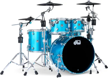 DW DWe 5-piece Shell Pack with Roland Electronic Cymbals Bundle - Laser Blue Metallic Lacquer
