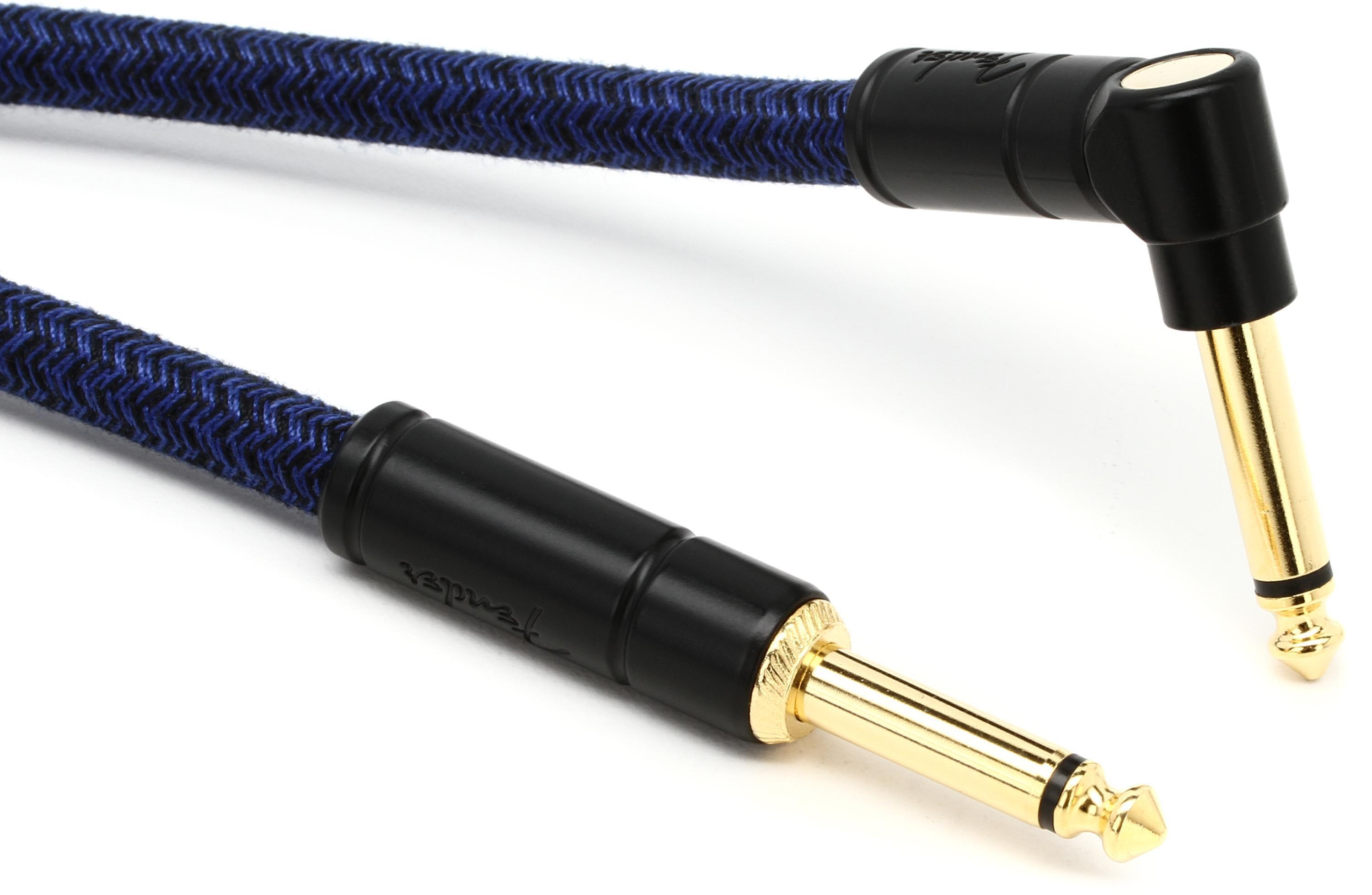 Fender 0990918073 Festival Hemp Straight to Right Angle Instrument Cable -  18.6 foot Blue Dream