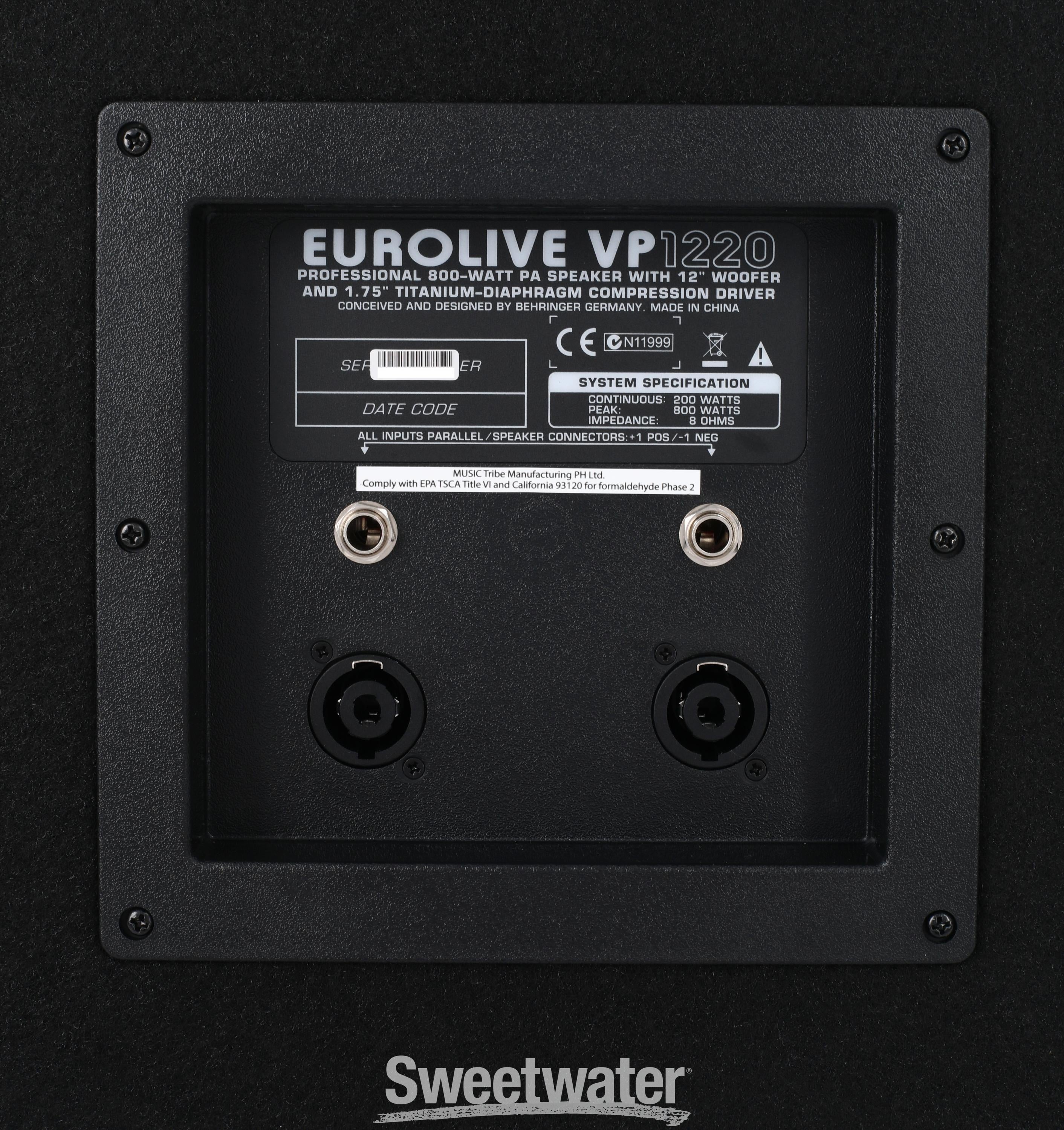 Behringer VP1220 800W 12 inch Passive Speaker | Sweetwater