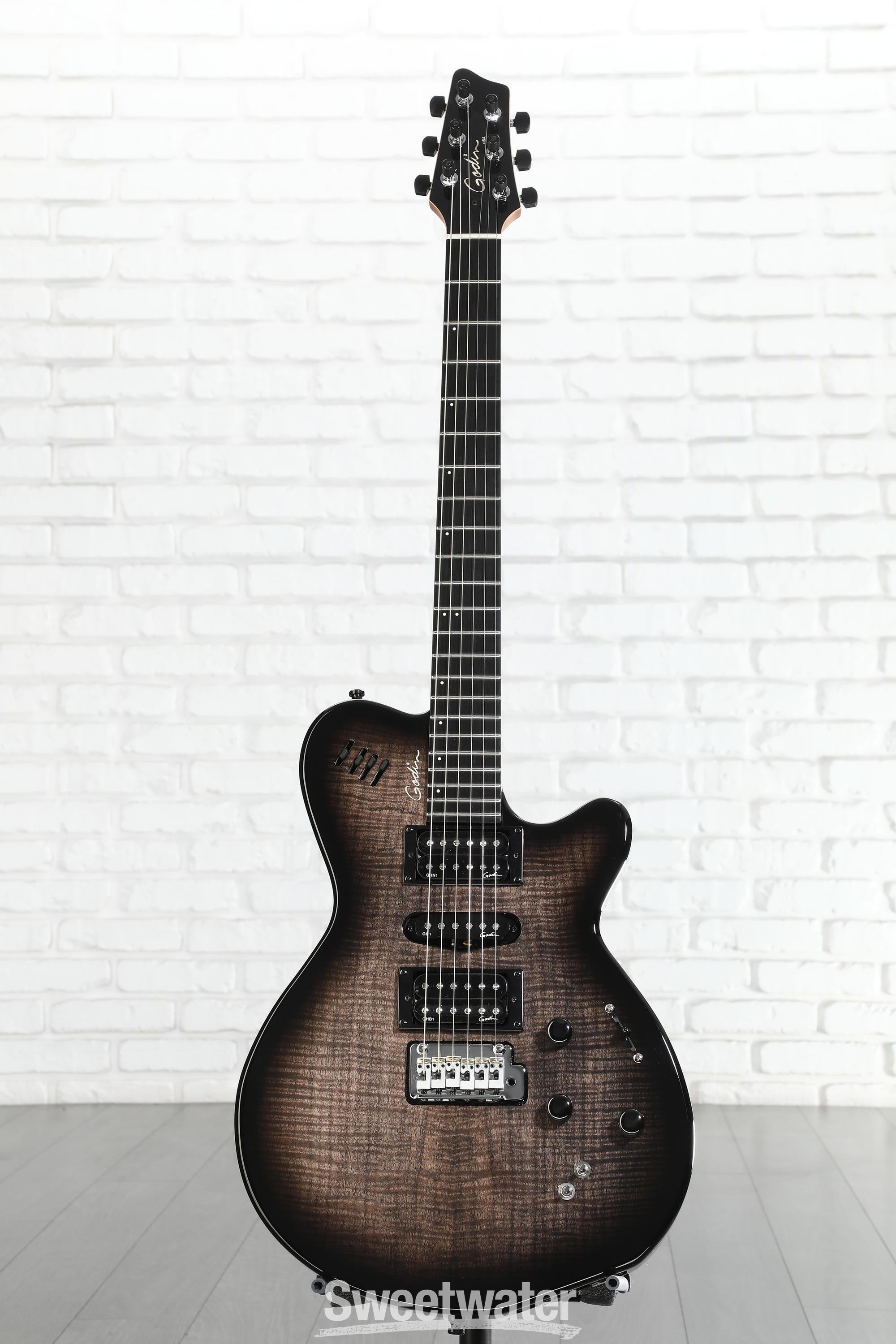 Godin xtSA Multi-Voice Electric Guitar - Trans Black | Sweetwater