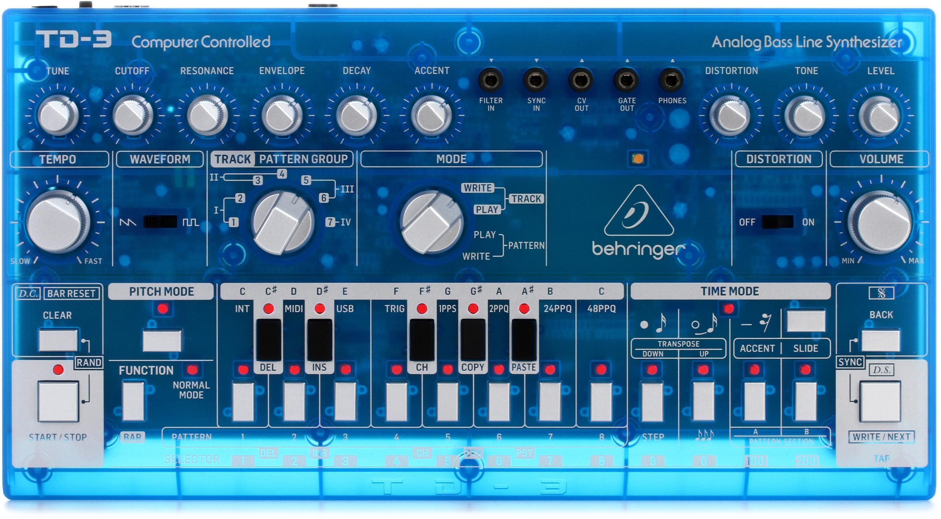 Behringer TD-3-BB Analog Bass Line Synthesizer - Baby Blue