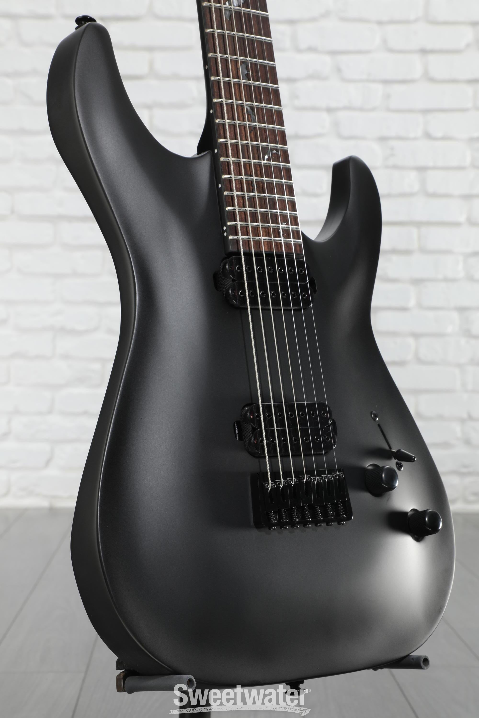 Schecter Damien-7 SBK Electric Guitar - Satin Black | Sweetwater